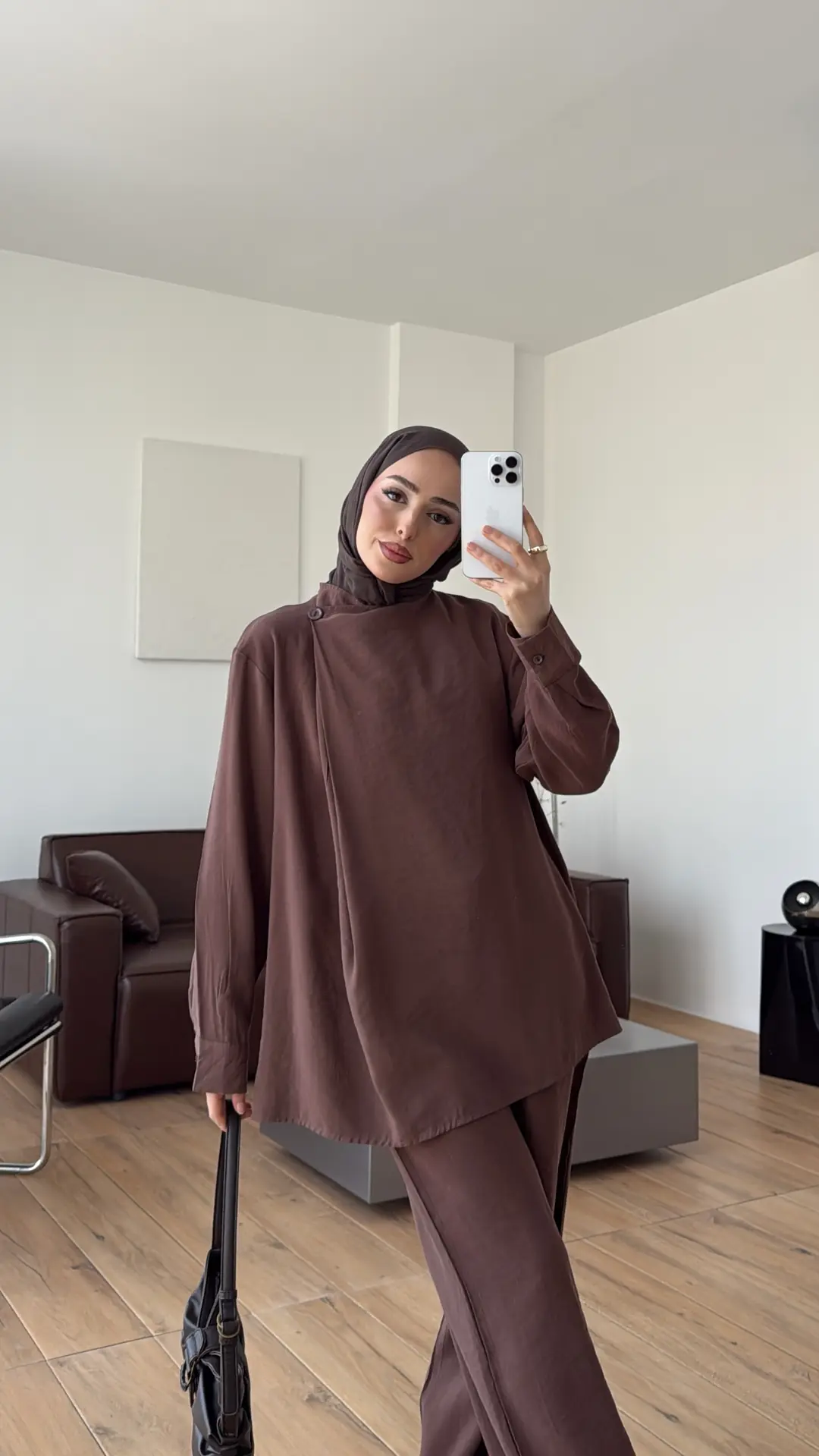 Modal Çapraz Düğmeli Takım Acık Kahve