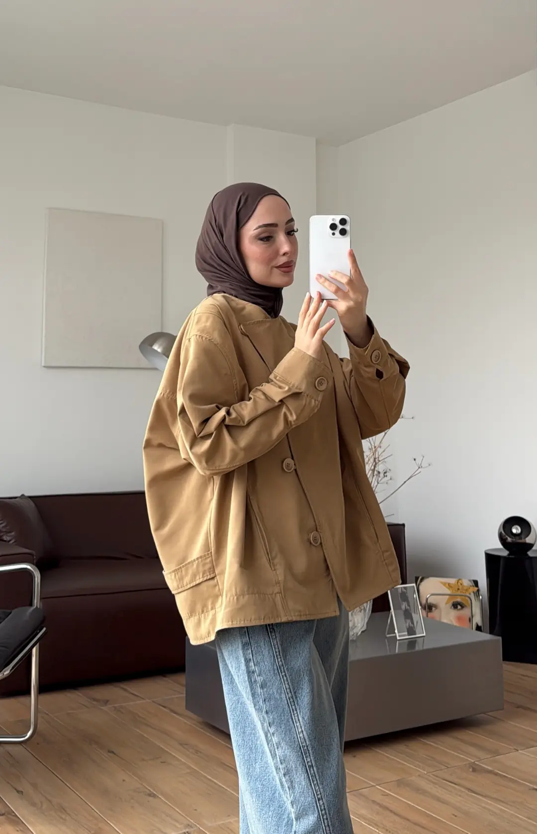 Ellen Gabardin Ceket Camel