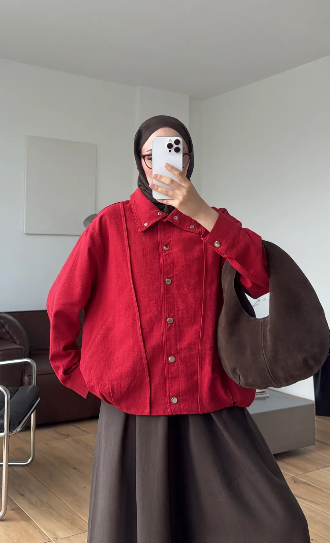 Keten Bomber Ceket Kırmızı