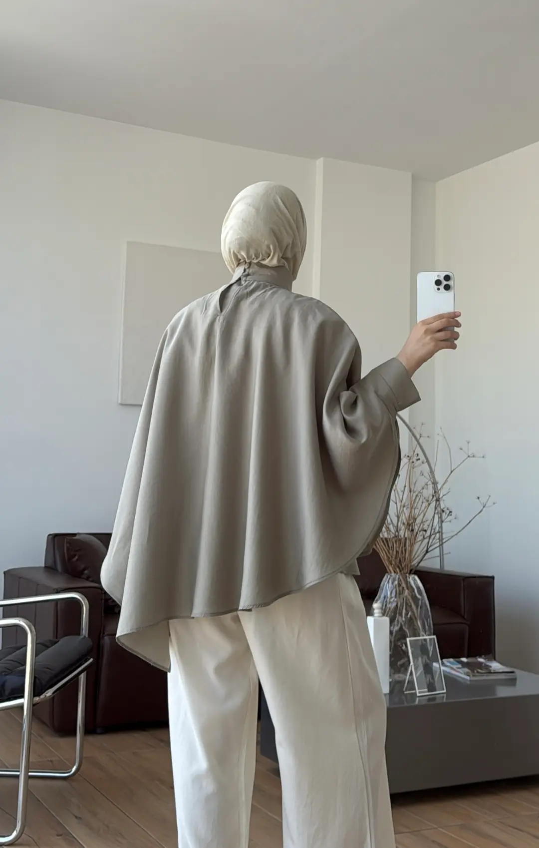 Dik Yaka Pelerin Bluz Çağla
