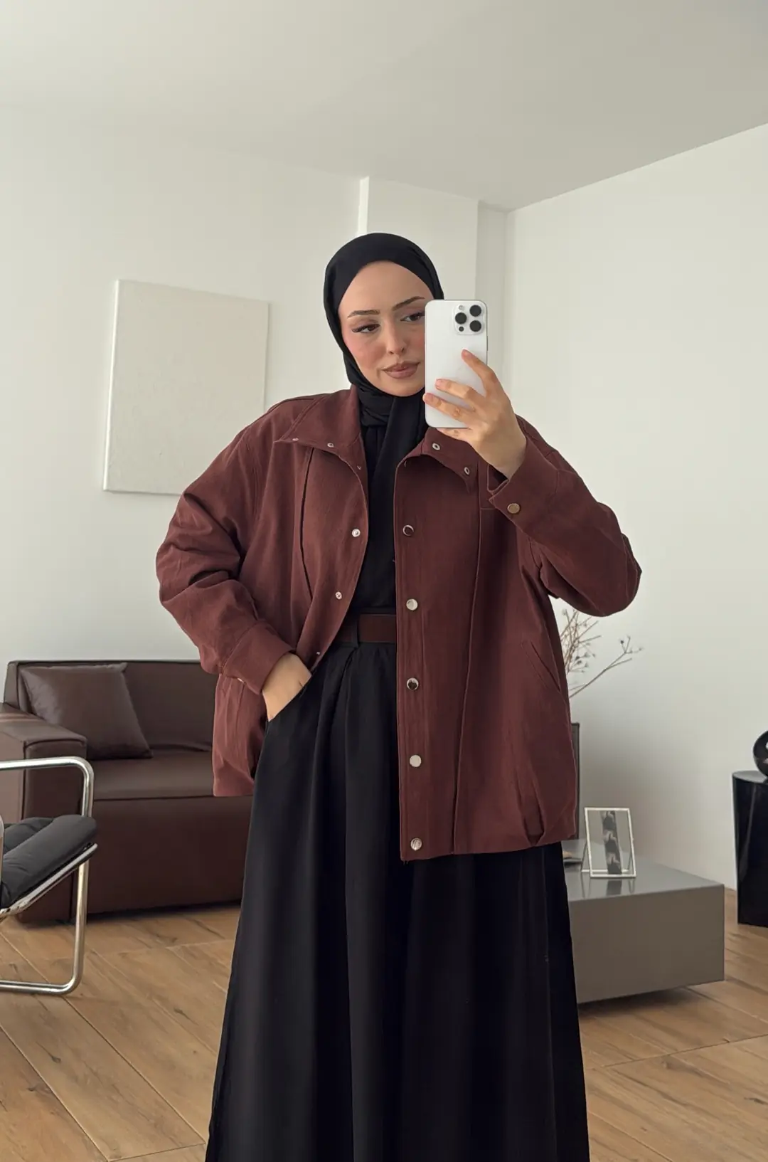 Keten Bomber Ceket Kahve