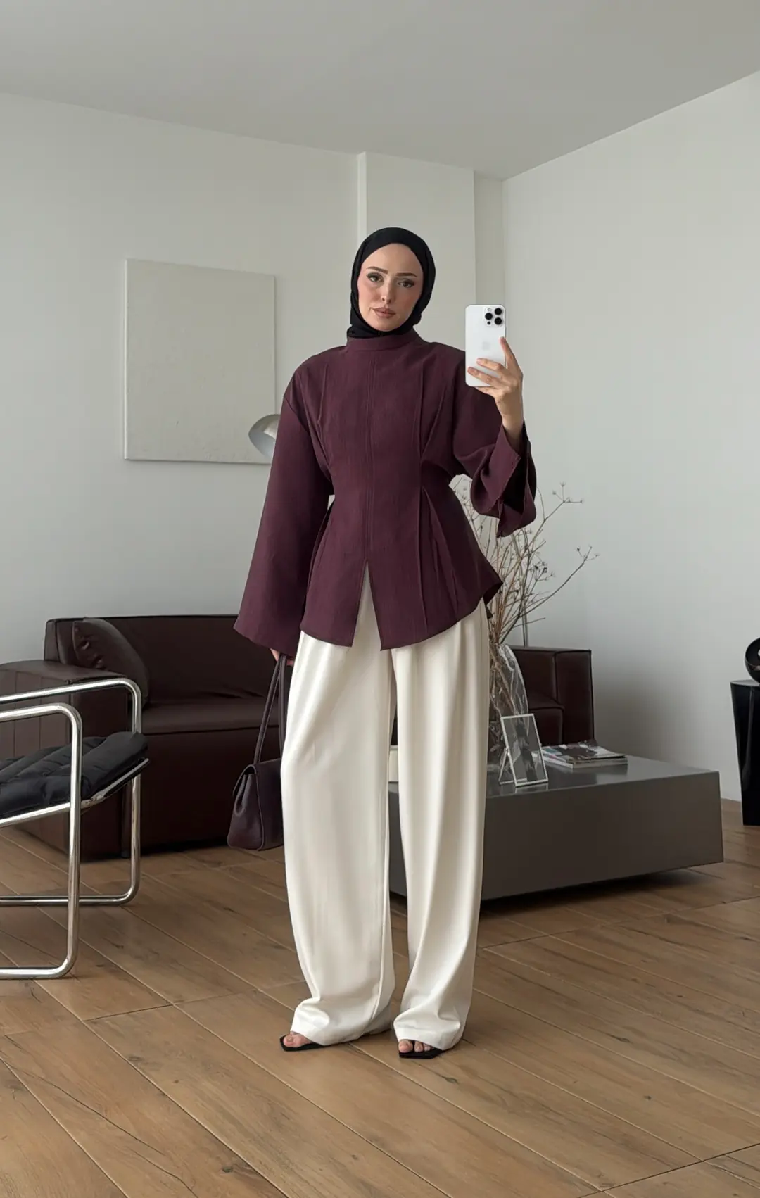 Pileli Modal Bluz Bordo