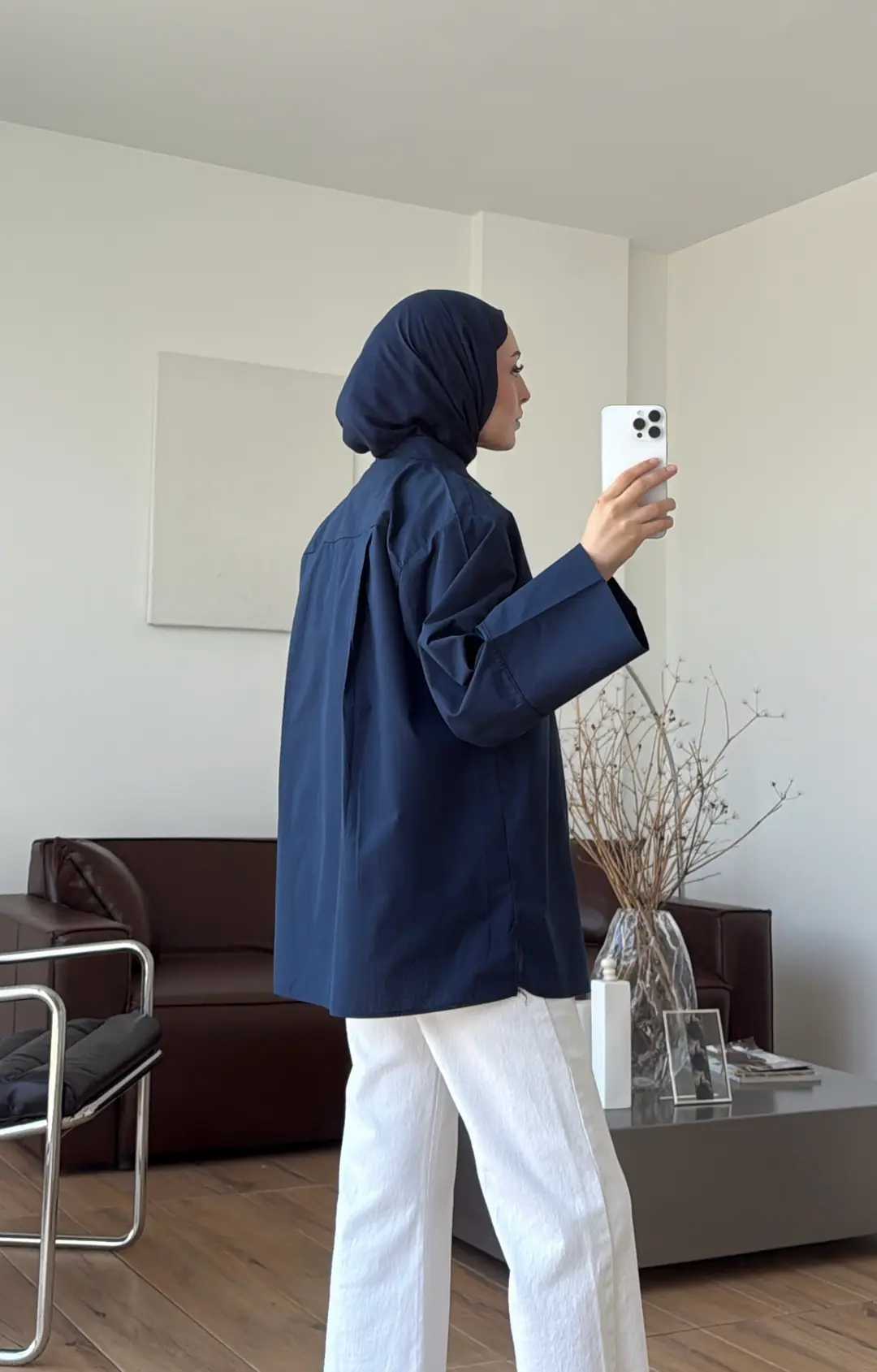 Kalın Manşetli Gömlek Lacivert 