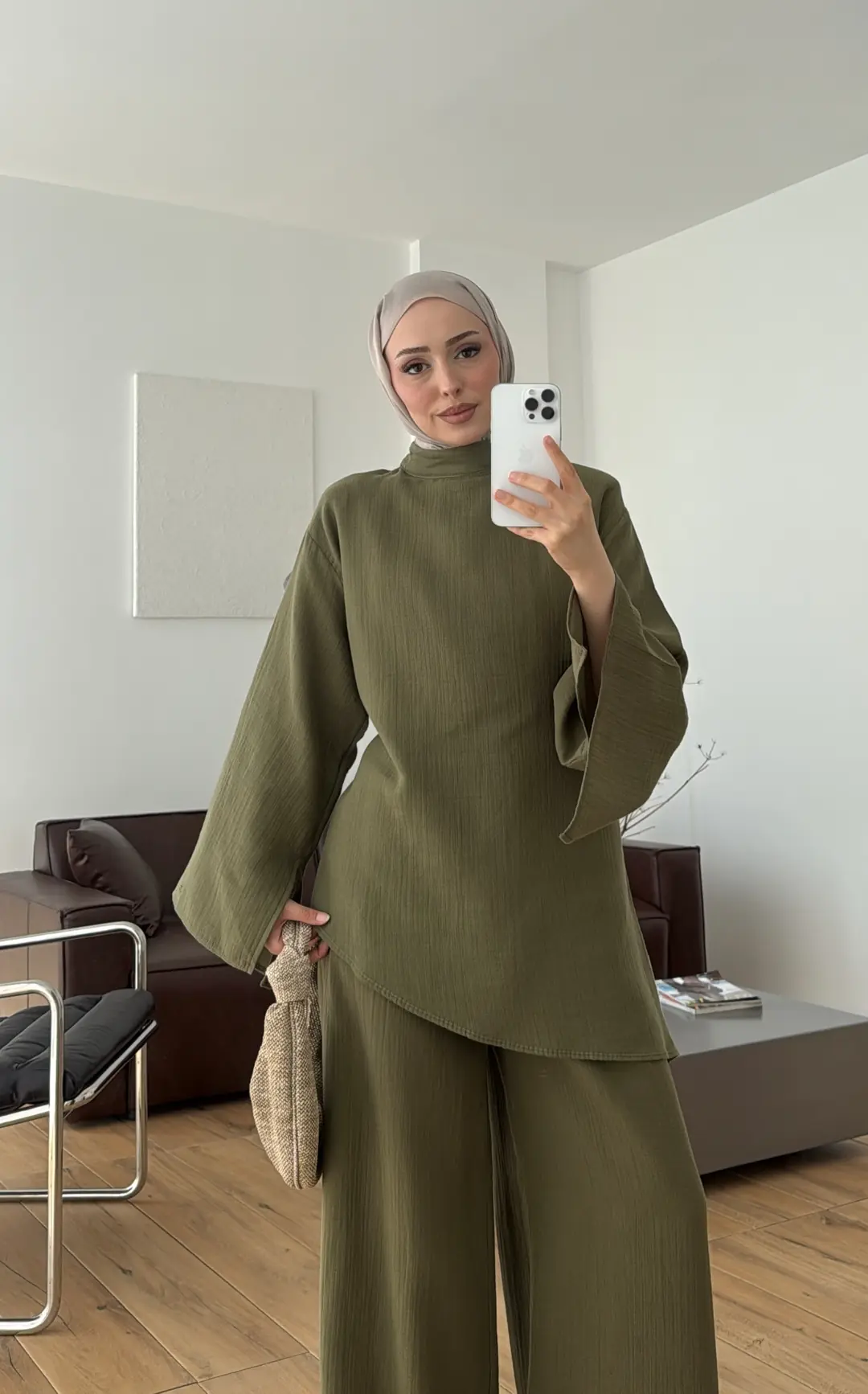 Müslin Asimetri Takım Haki