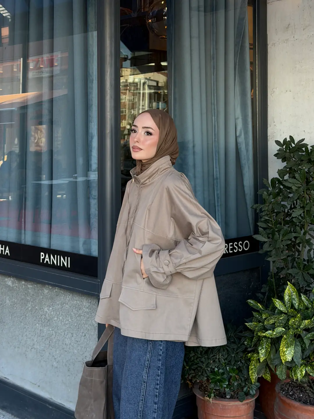 Lara Kuşak Detay Oversize Ceket Vizon