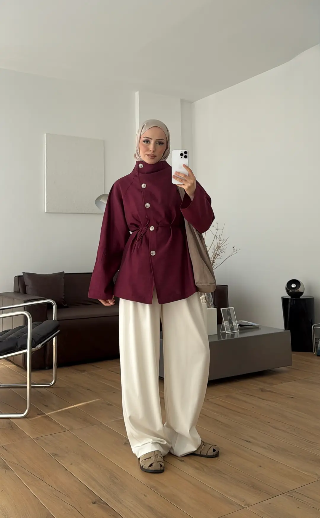 Dik Yaka Yazlık Ceket Bordo