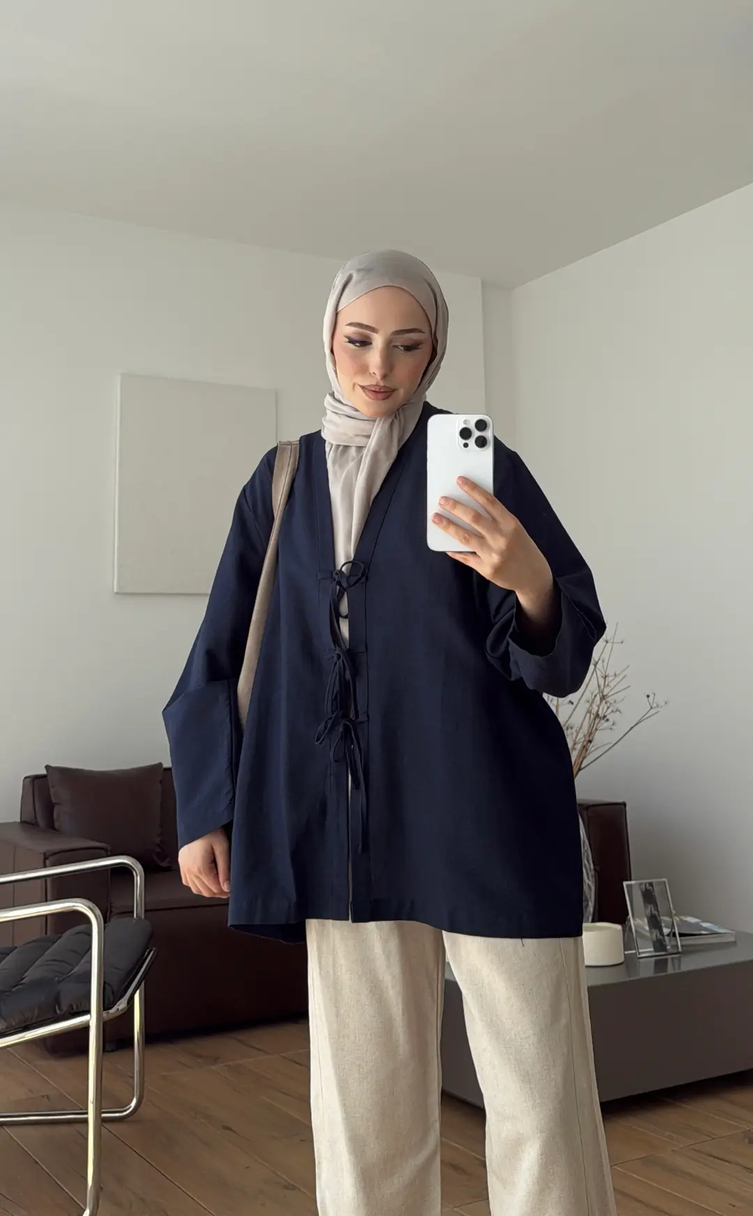 Üç Bağlamalı Kimono Lacivert