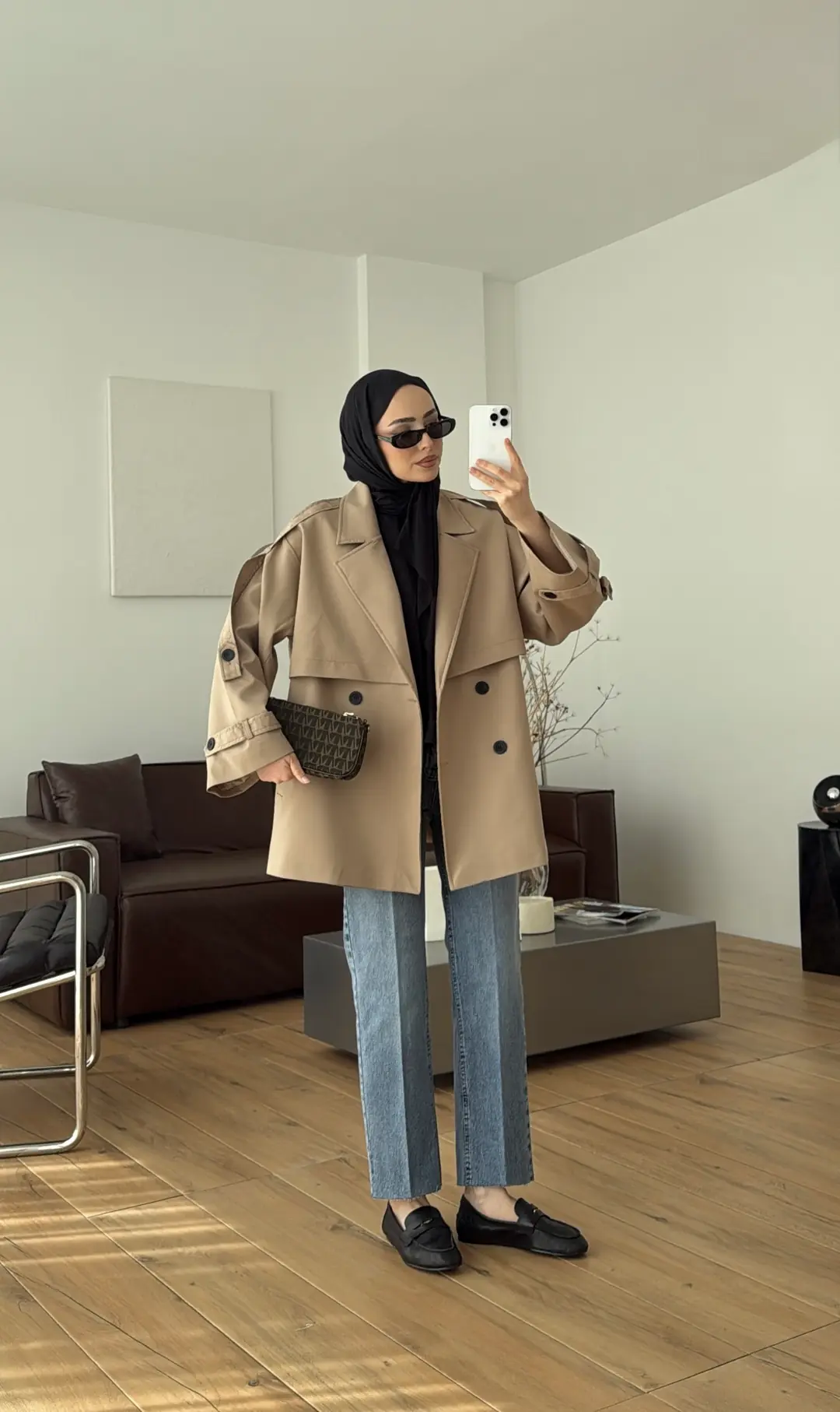 Kısa Trenç Camel