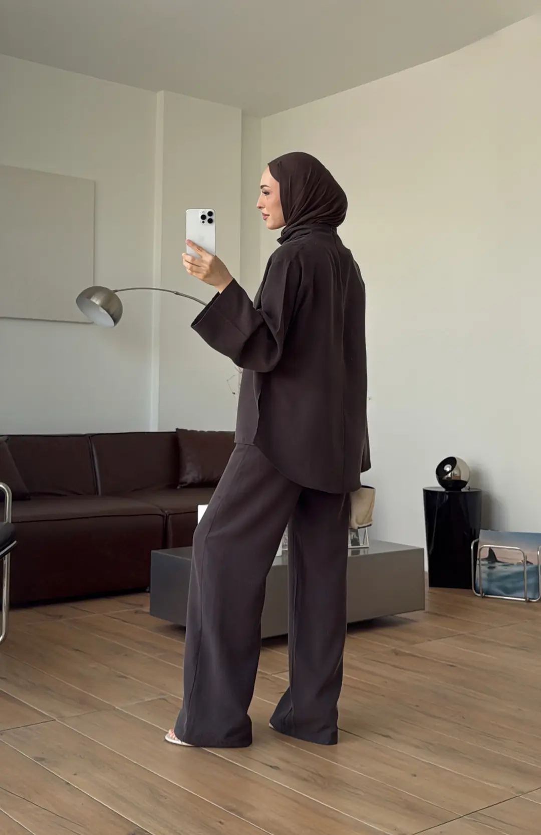 Degaje Yaka Takım Kahve