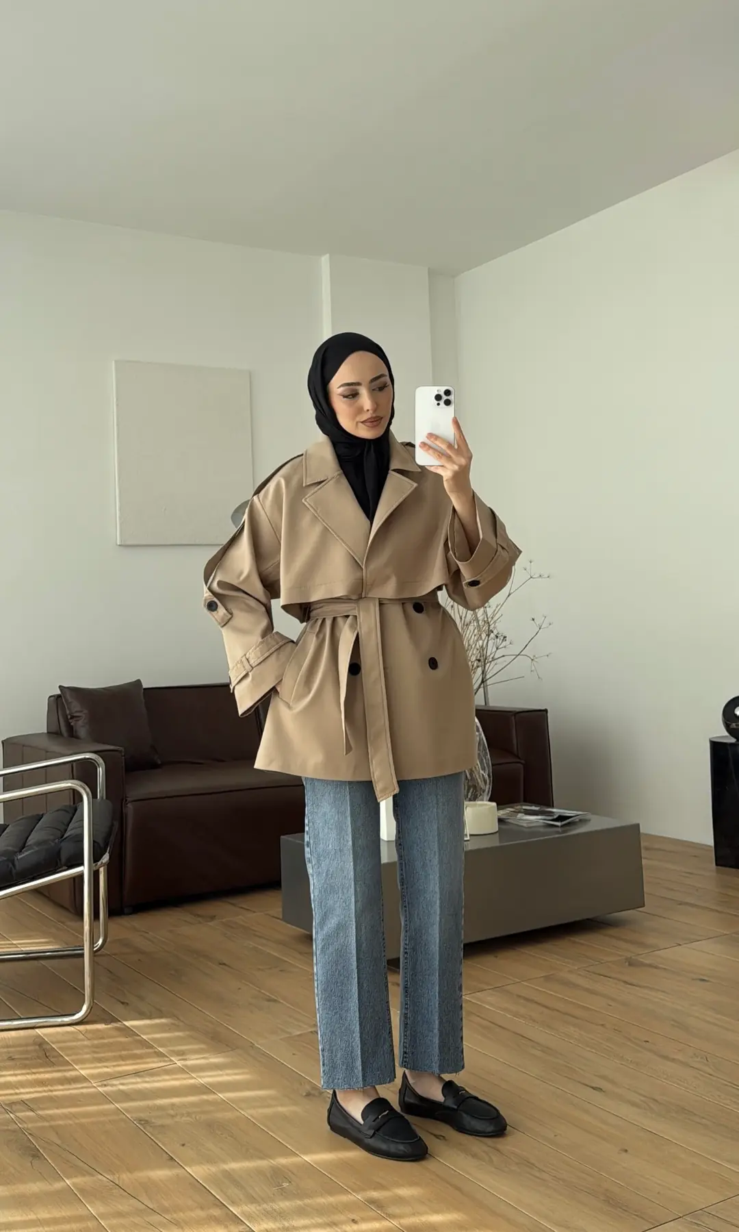 Kısa Trenç Camel