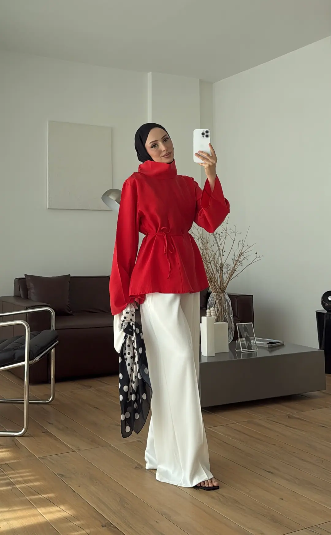 Geniş Yakalı Bluz Kırmızı