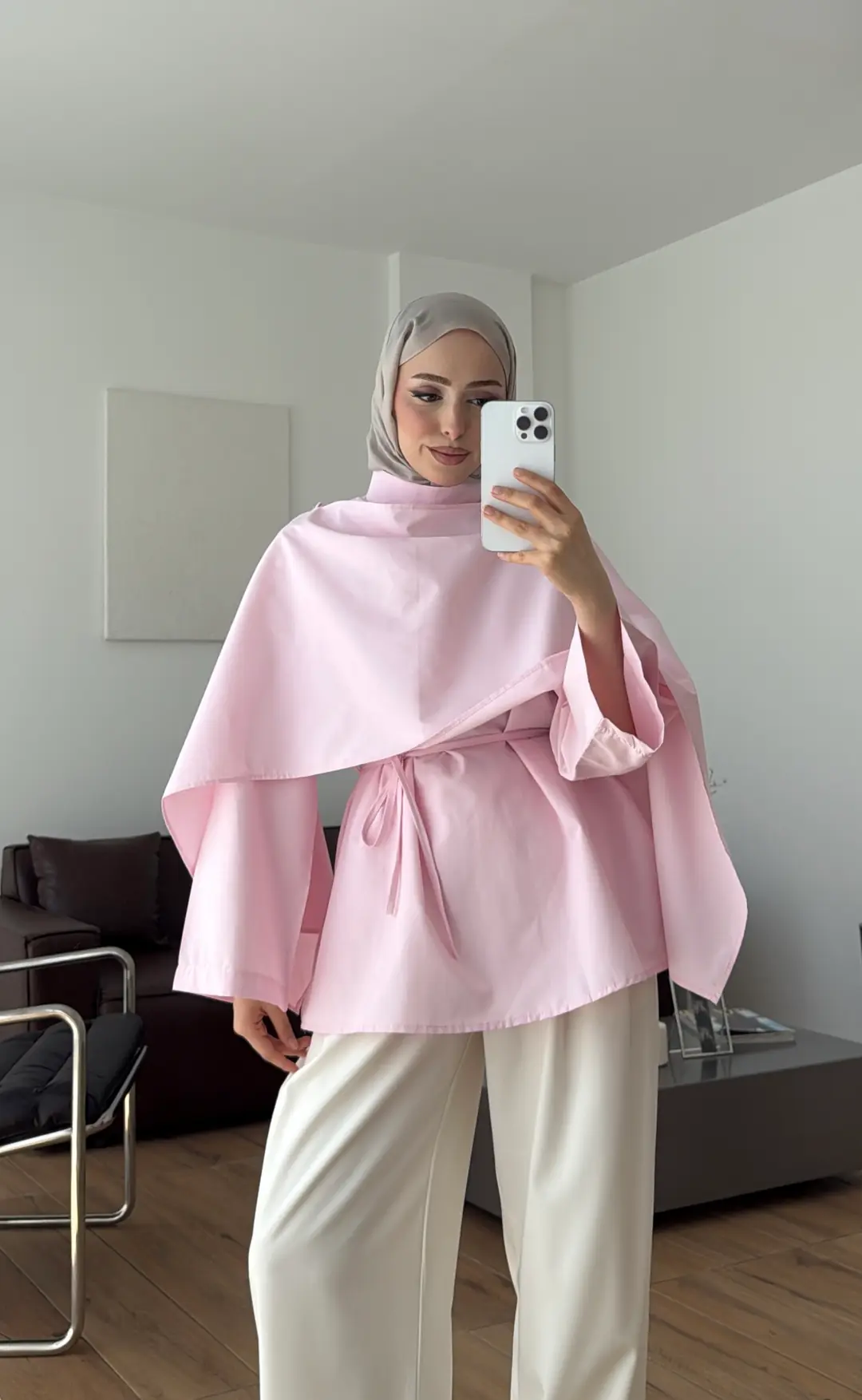 Seyyar Şallı Poplin Gömlek Pembe