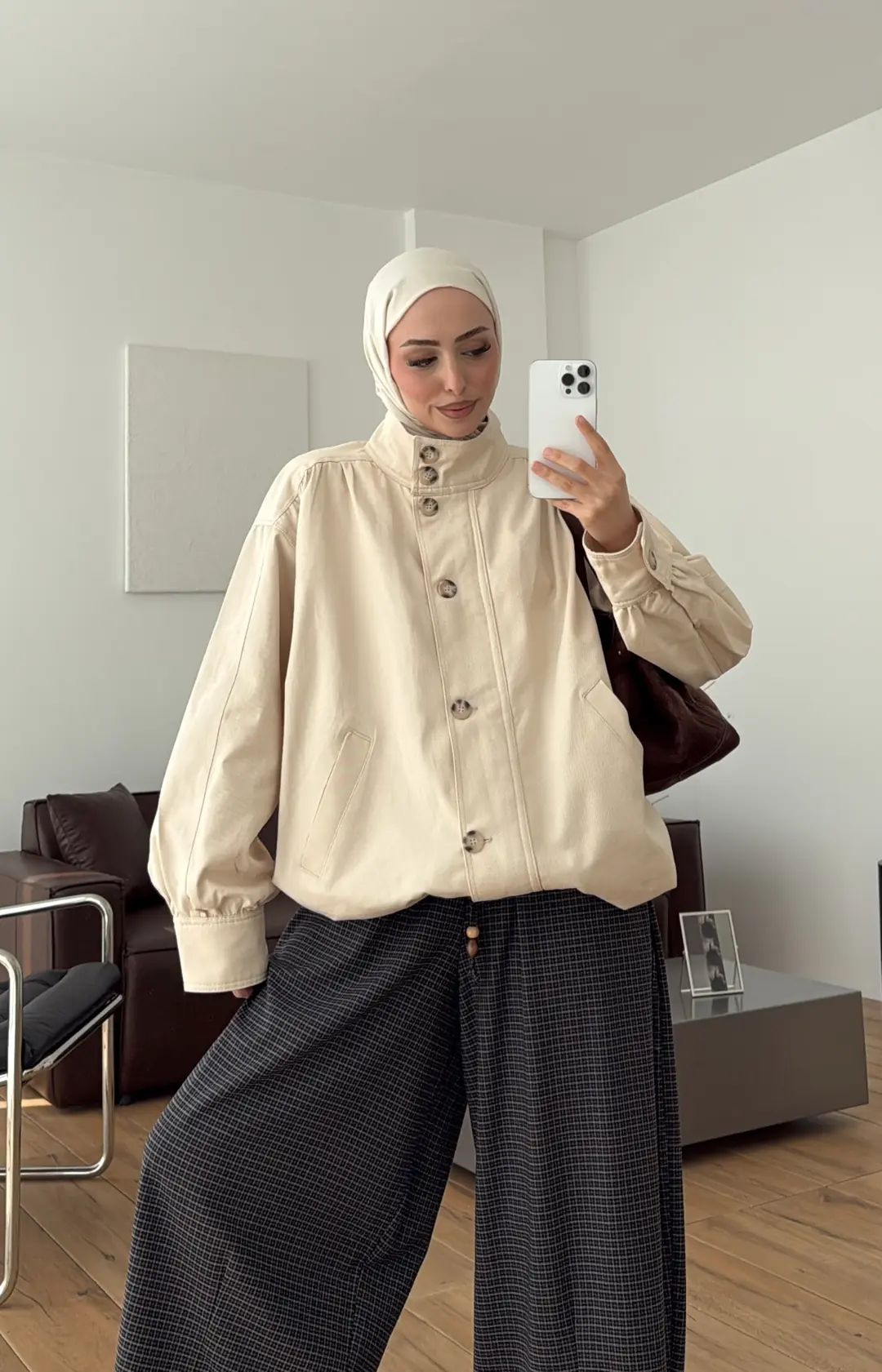 Gabardin Bomber Ceket Bej