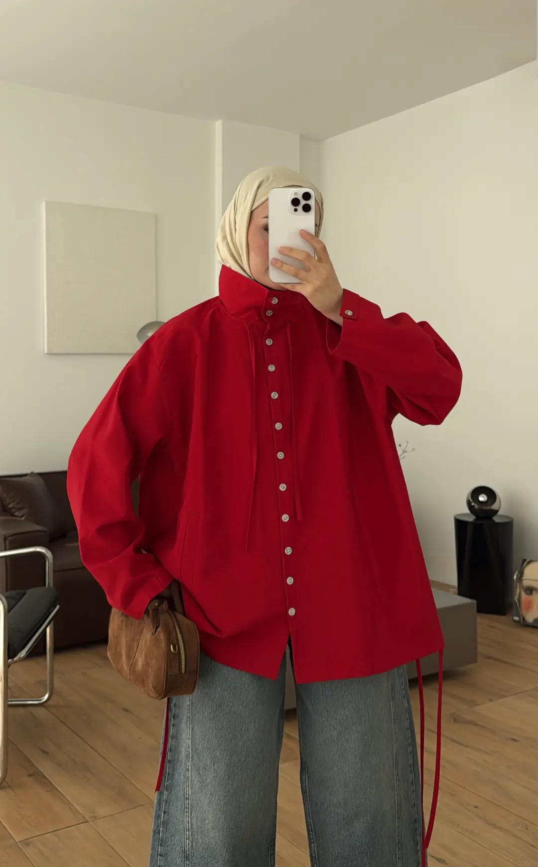 Düğme Biyeli Ceket Kırmızı