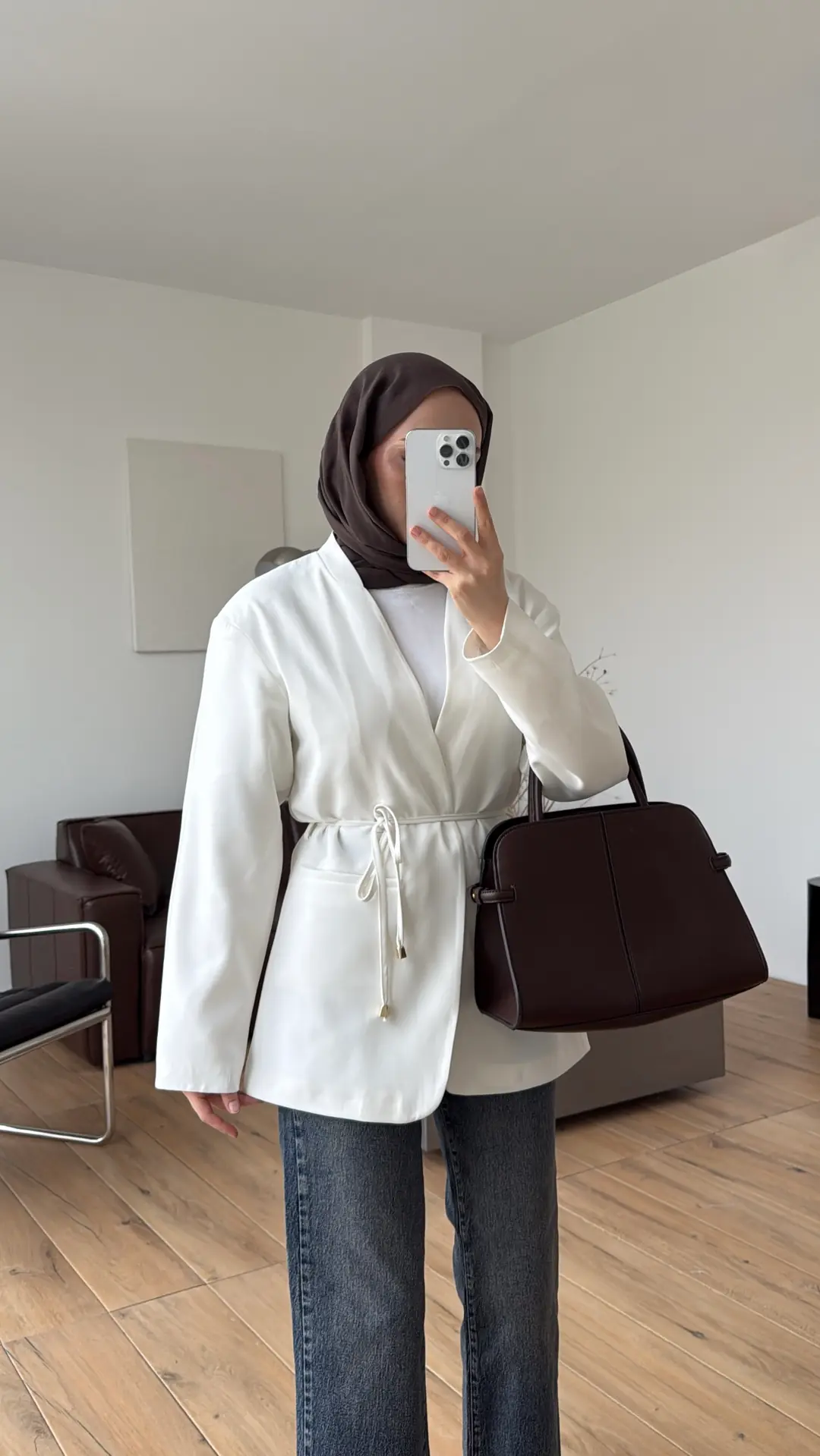 Bagcıklı Blazer Ceket Beyaz