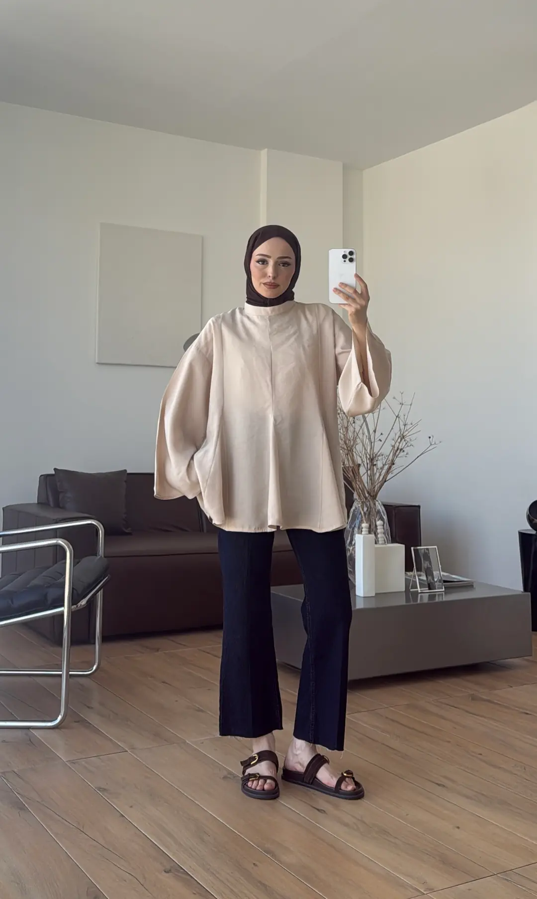 Volanlı Modal Gömlek Krem