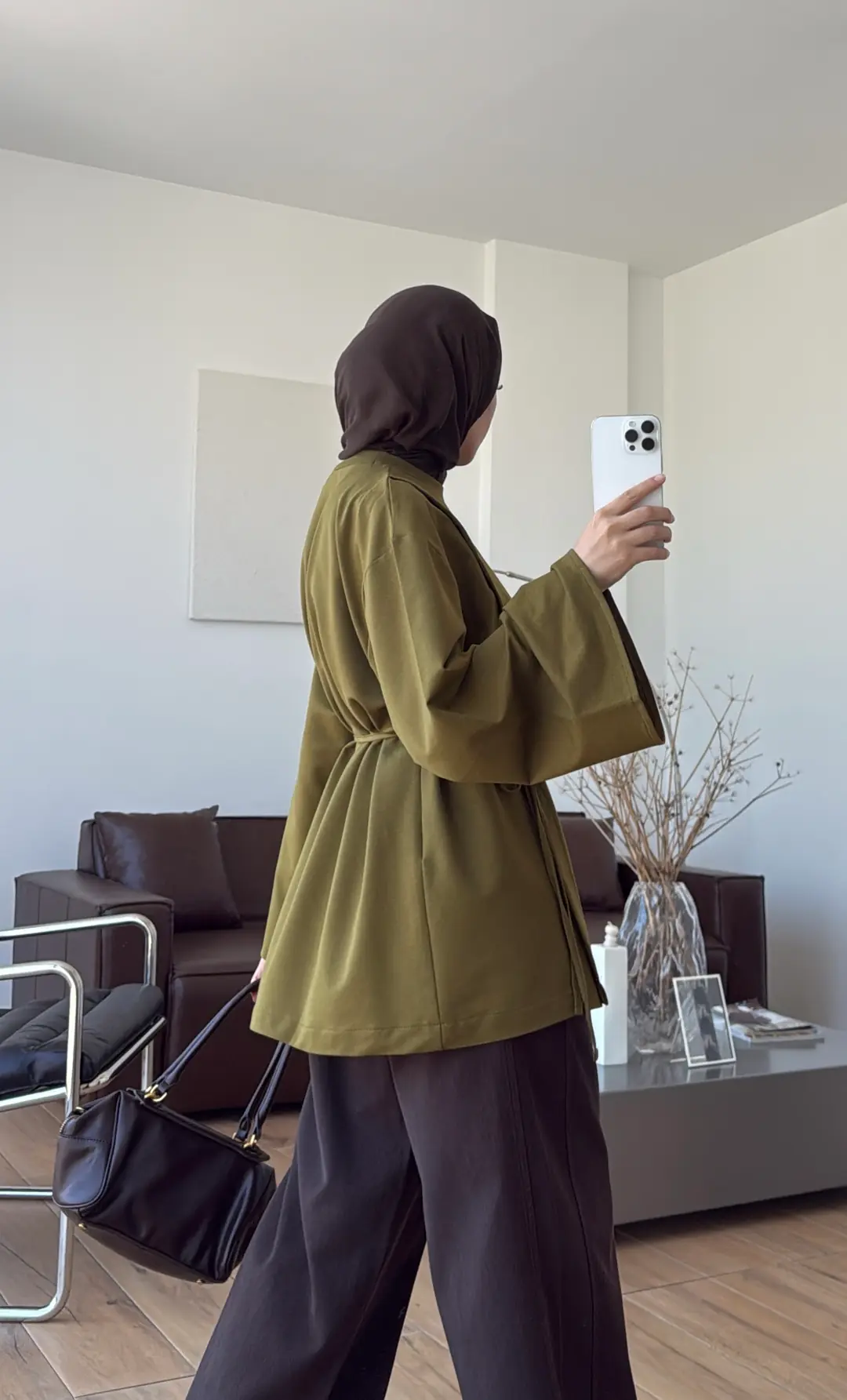 Aise Asimetrik Kesim Sweat Olive