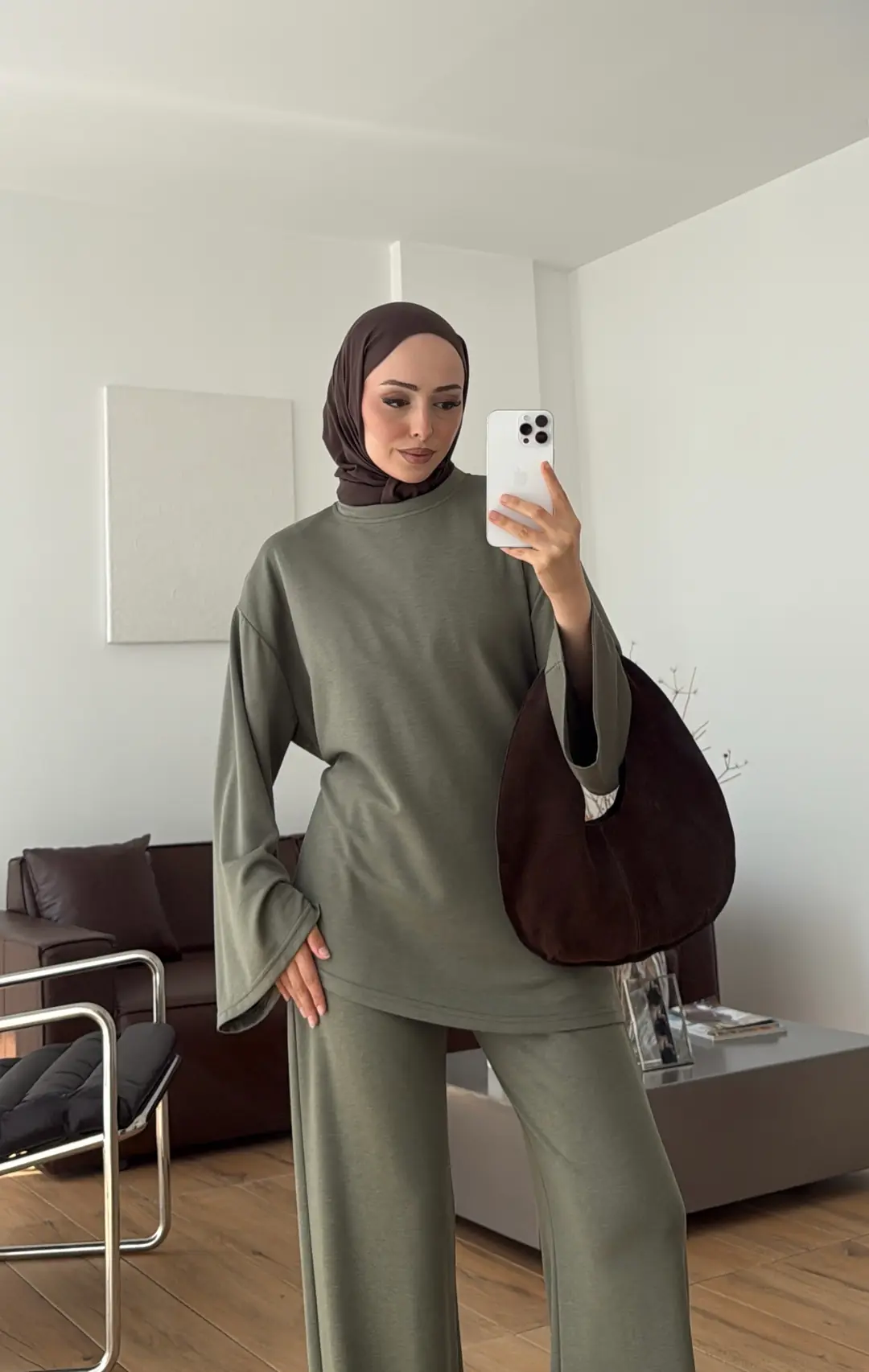 Biye Bağcıklı Tunikli Takım Haki