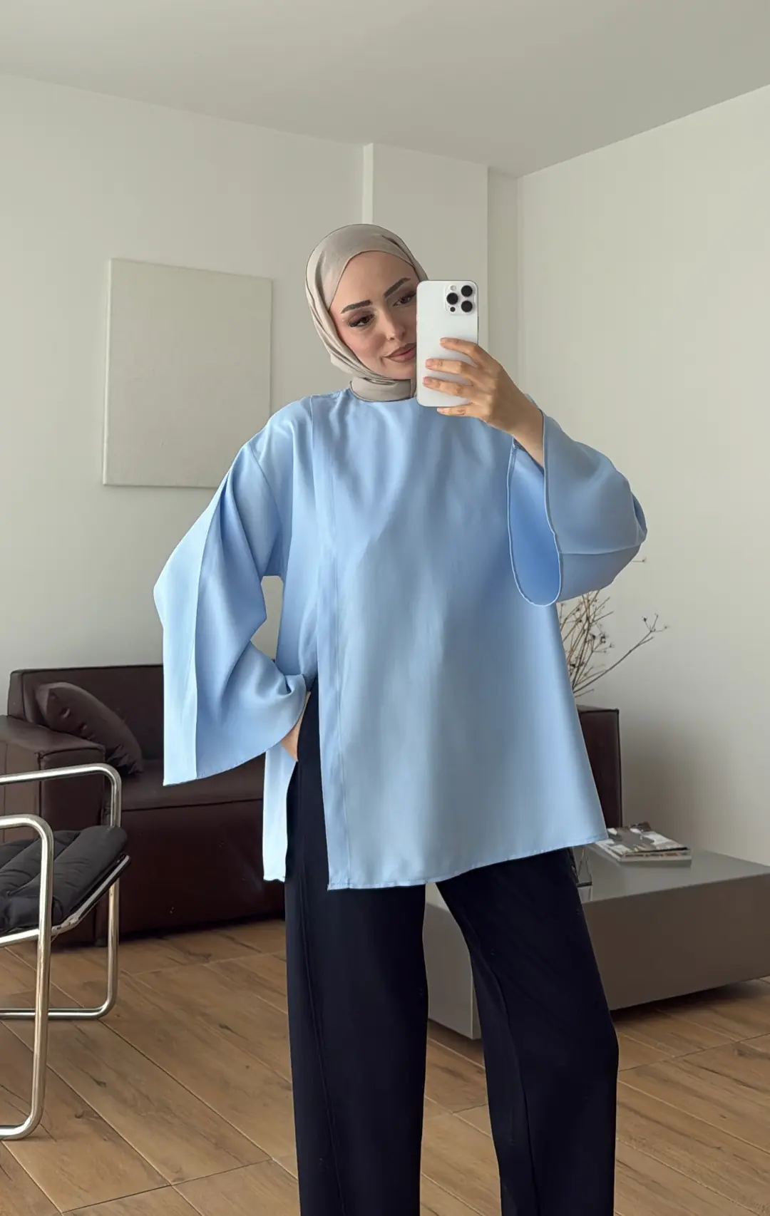 Kapaklı Bluz Mavi
