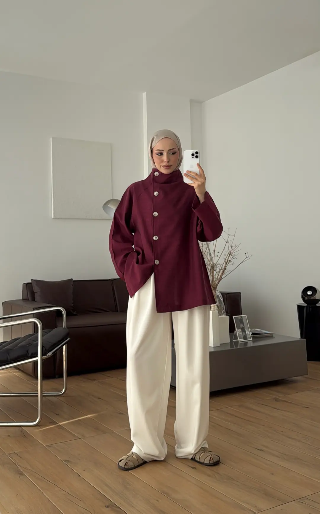 Dik Yaka Yazlık Ceket Bordo