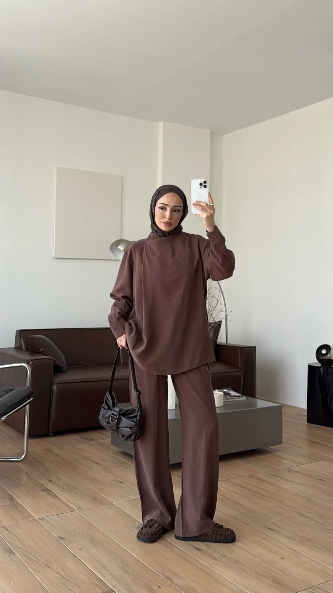 Modal Çapraz Düğmeli Takım Acık Kahve
