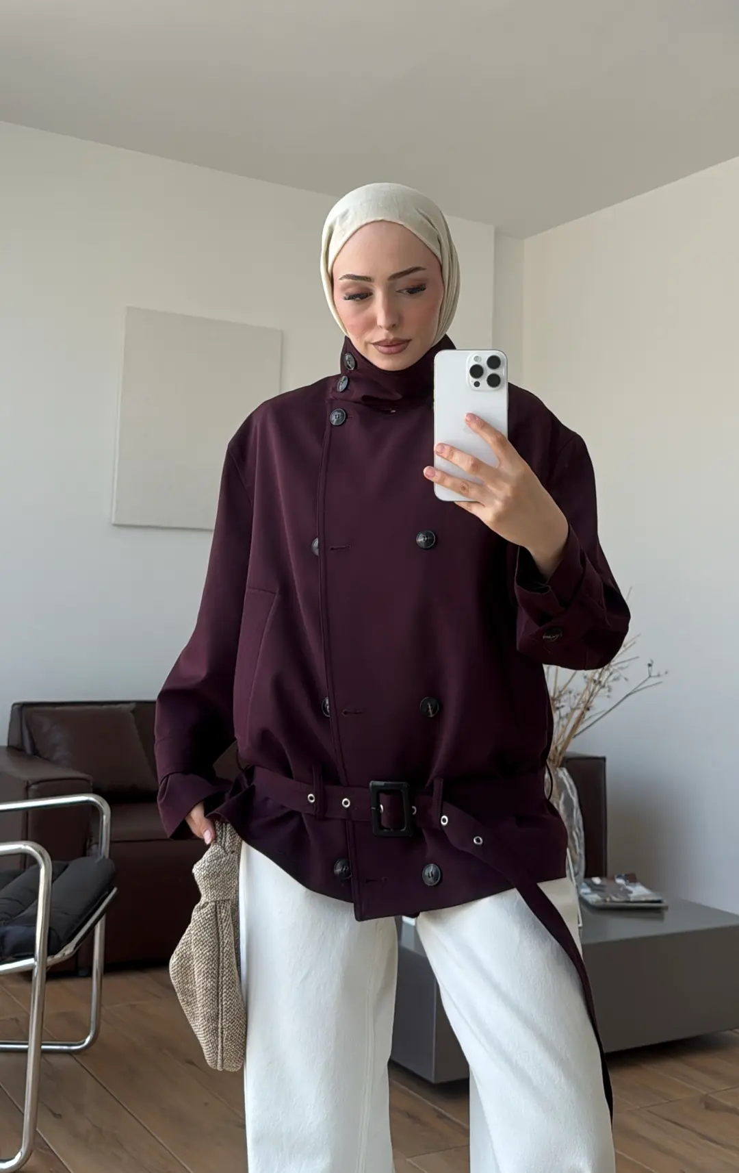 Kemerli Ells Trenç Bordo