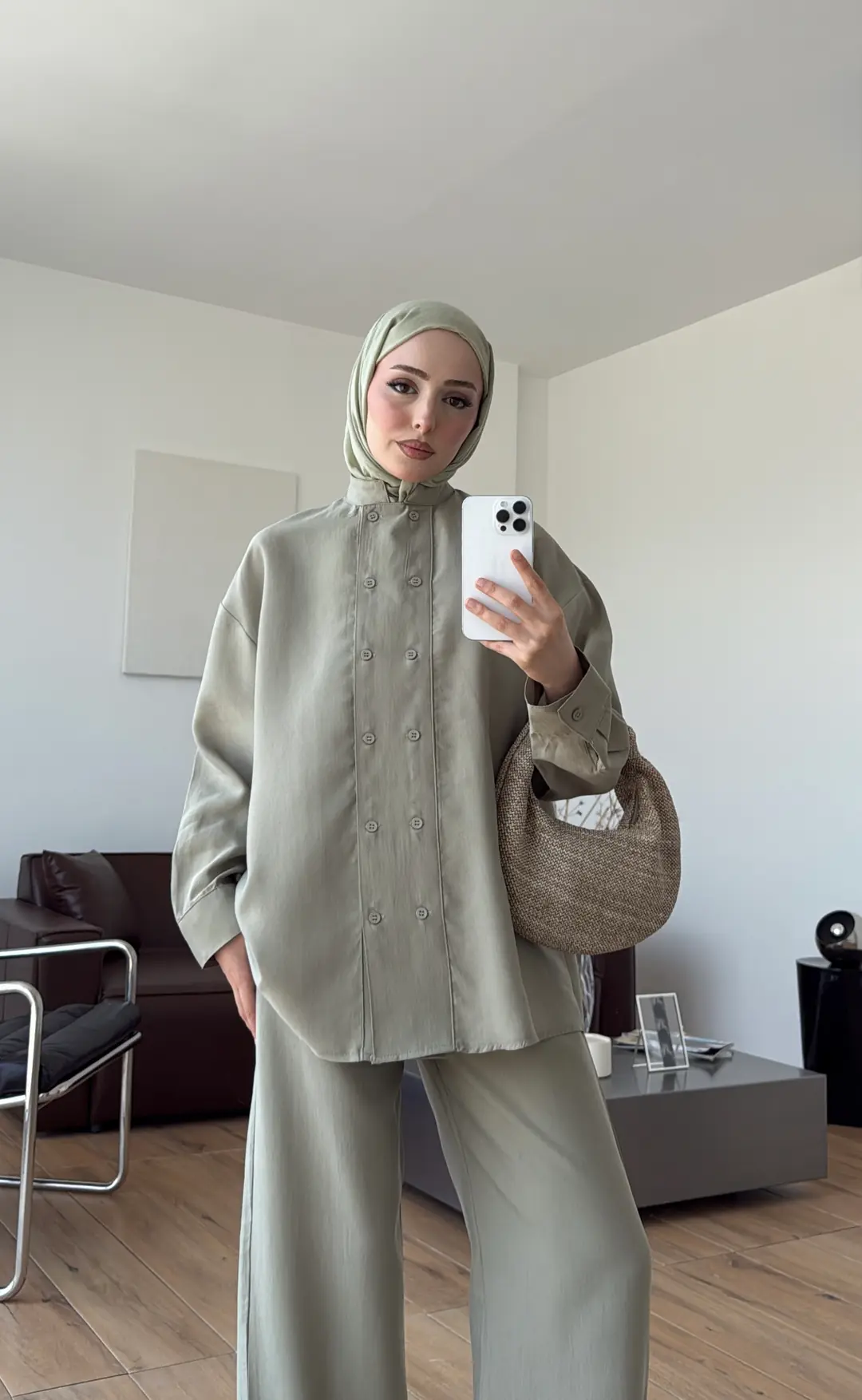 Kruvaze Detay Takım Acık Yeşil