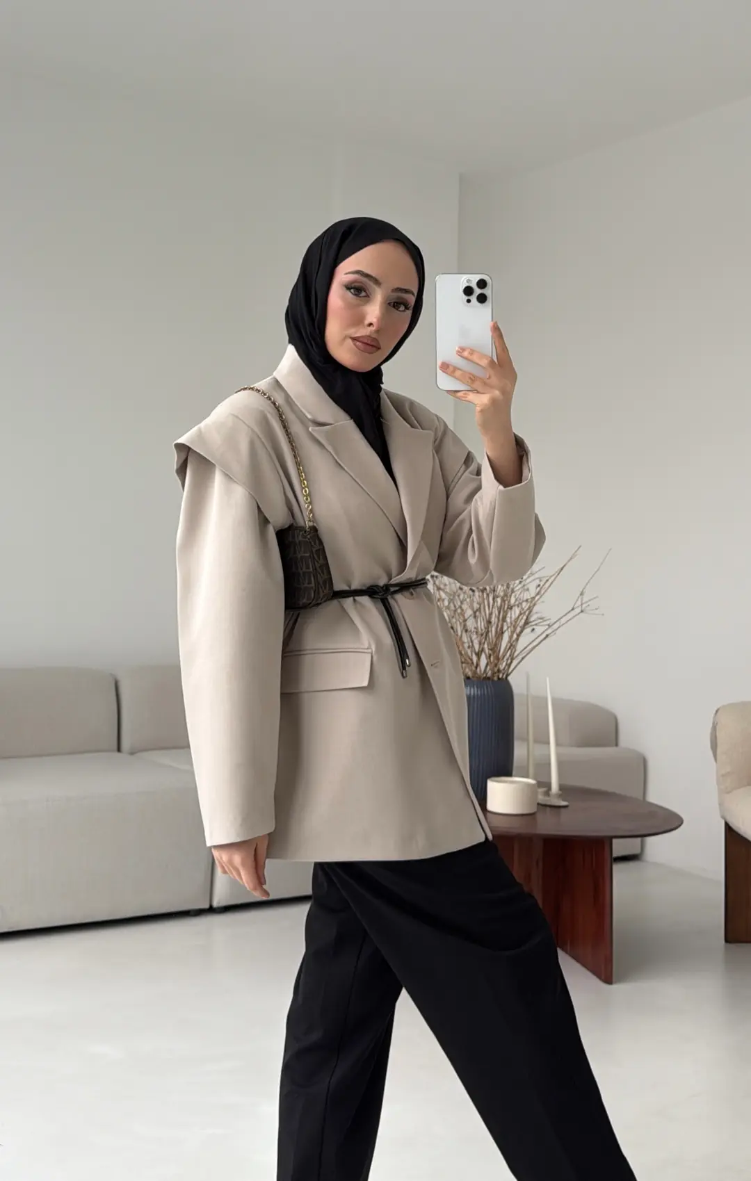 Kol Detay Oversize Ceket Taş