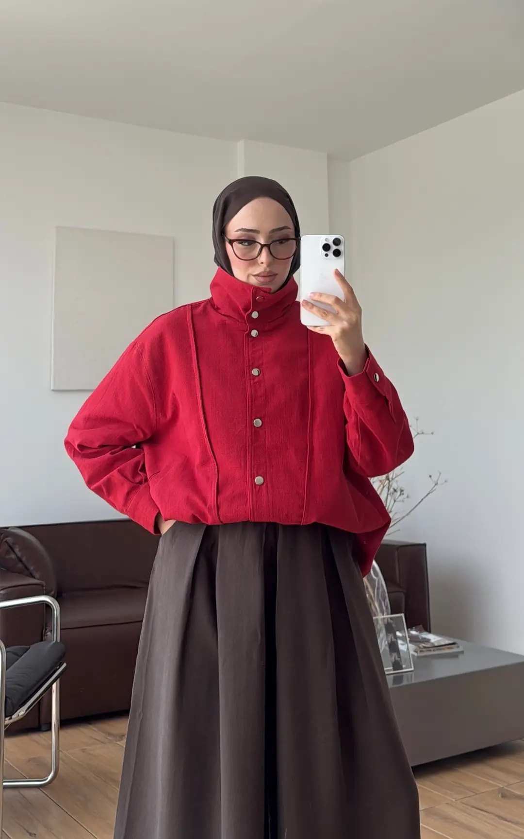 Keten Bomber Ceket Kırmızı