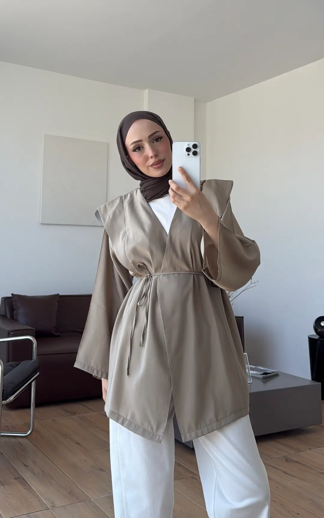 Omuz Detay Bağcıklı Tunik Haki