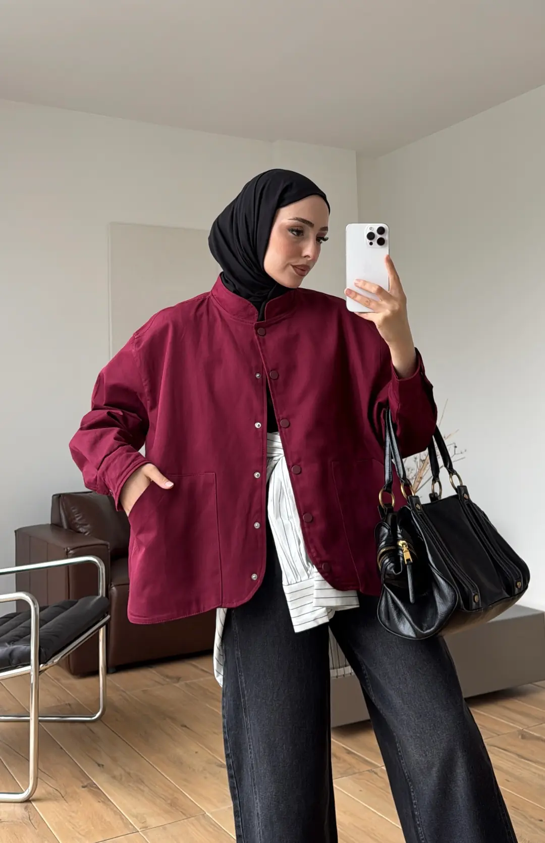 Hakim Yaka Gabardin Ceket Bordo