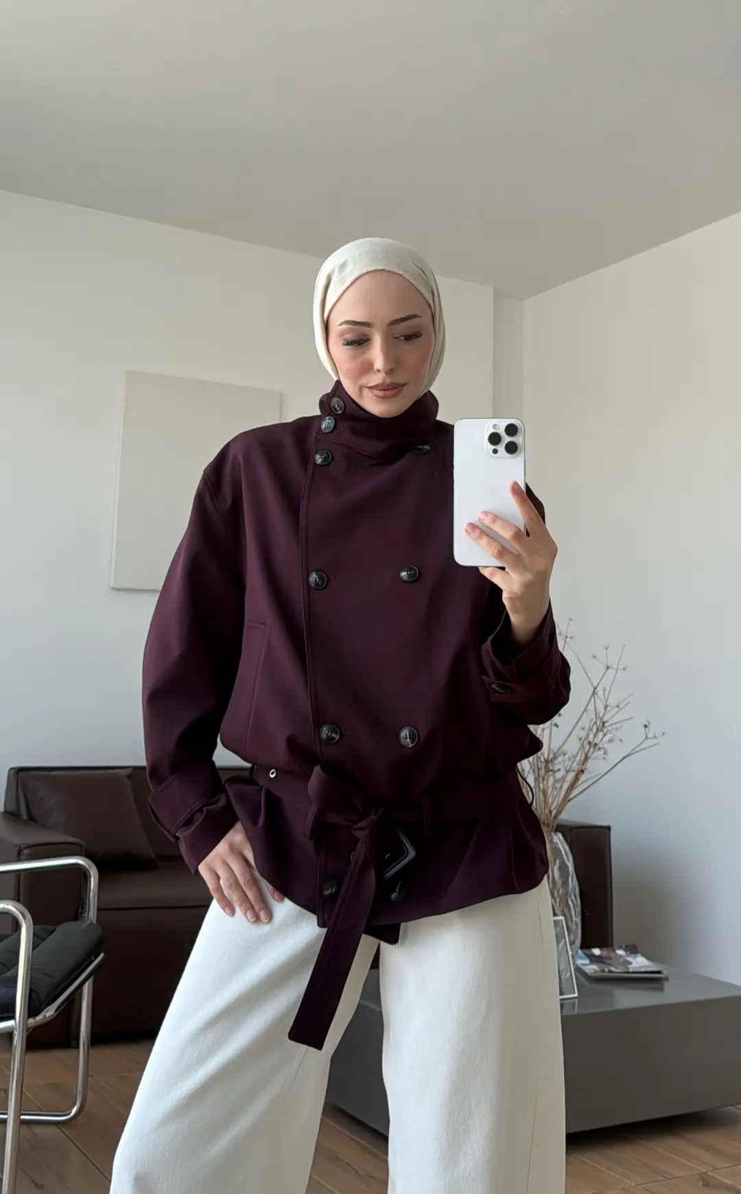 Kemerli Ells Trenç Bordo