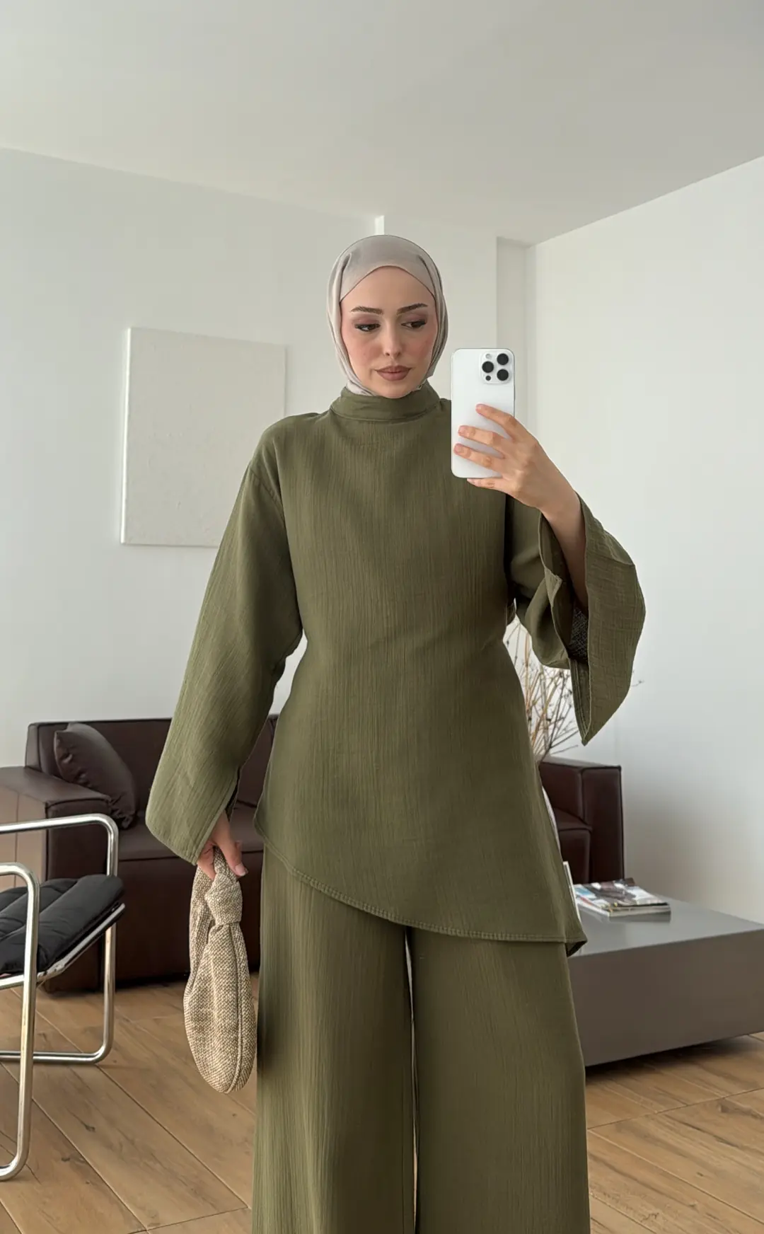 Müslin Asimetri Takım Haki