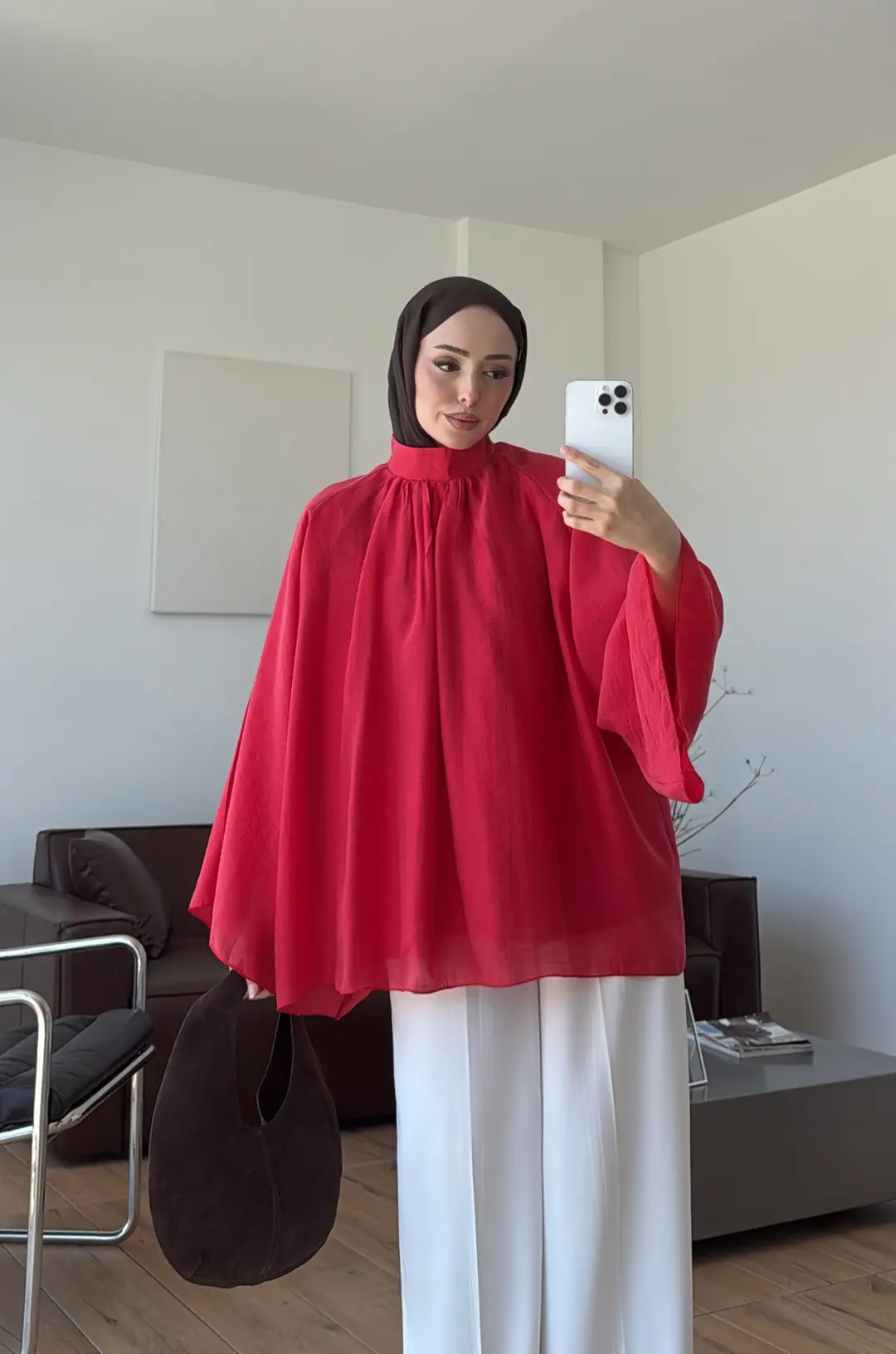 Arya Geniş Kol Bluz Kırmızı