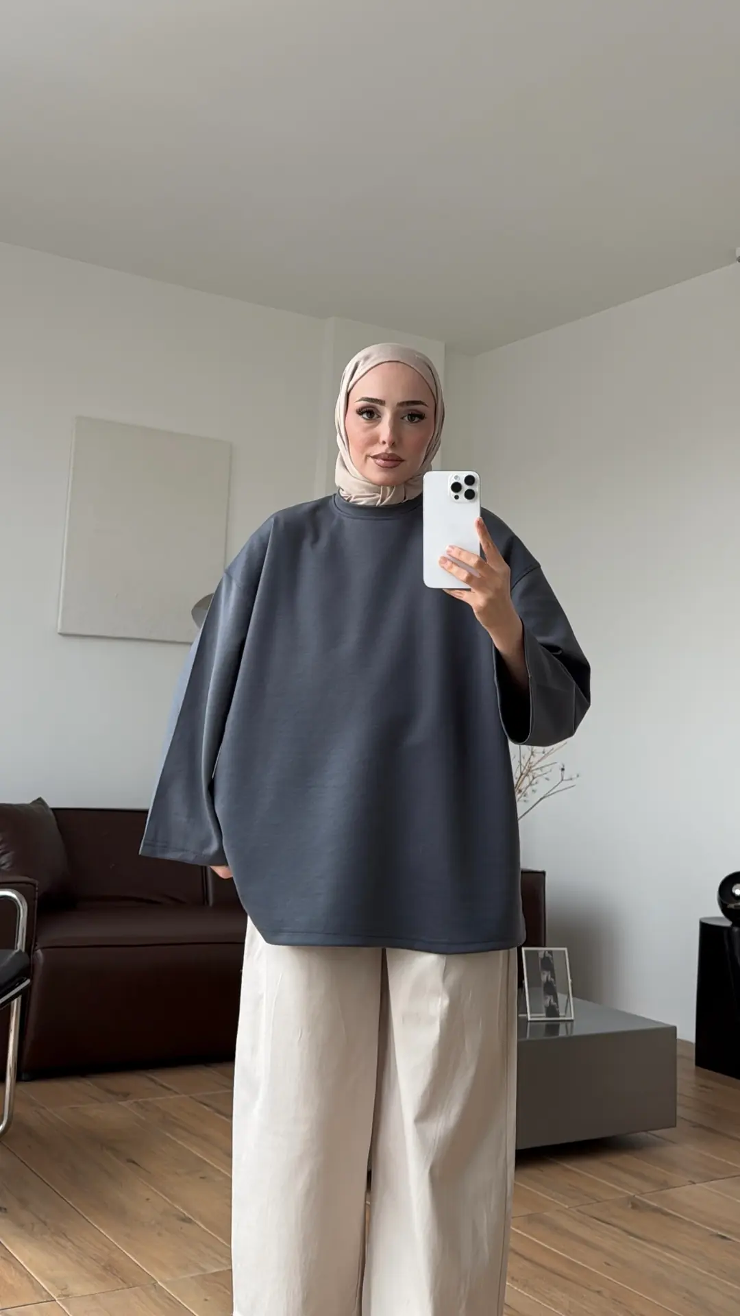 Seyyar Bağlamalı Oysho Kumaş Antrasit Tunik