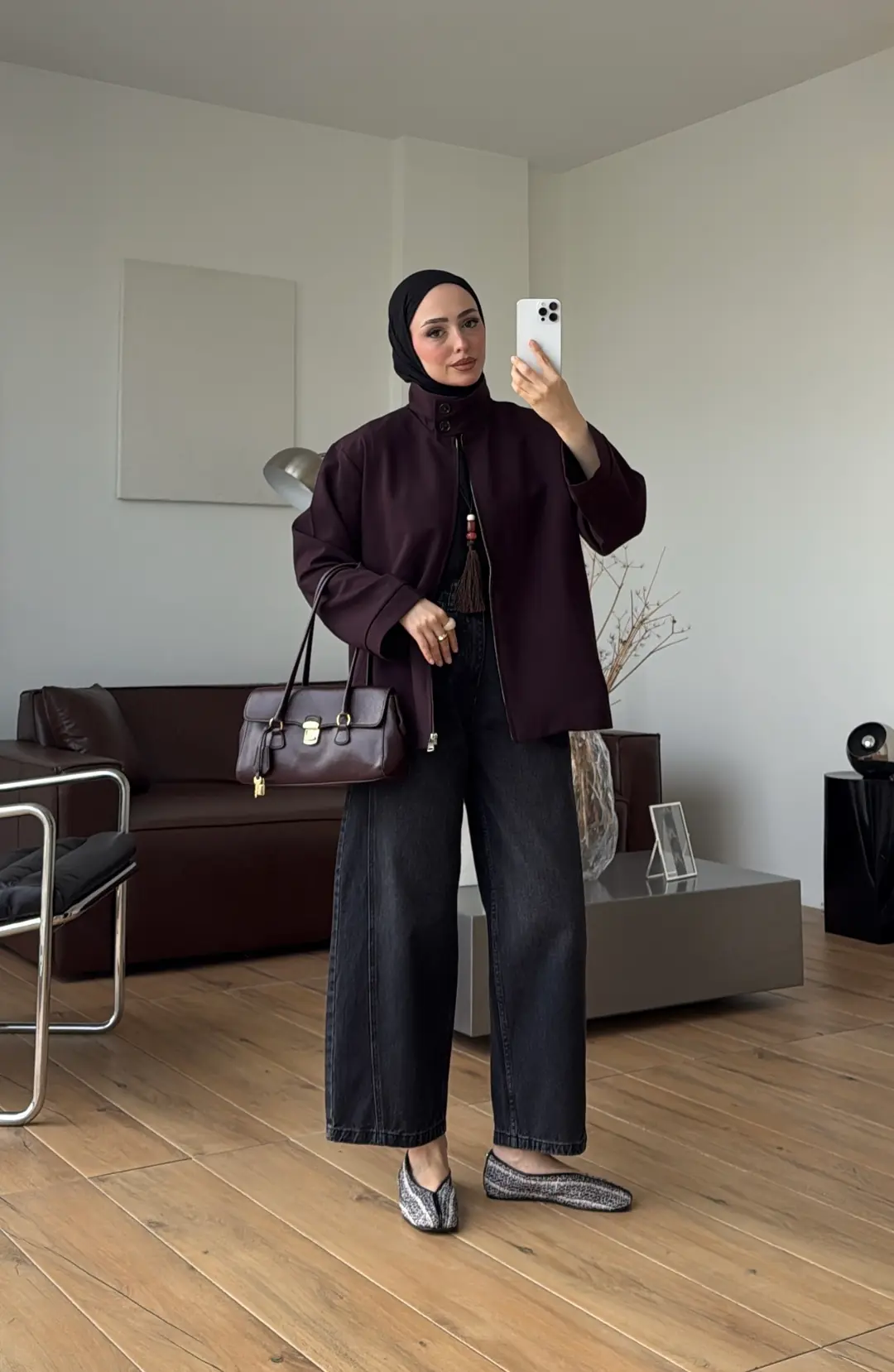 Fermuarlı Ceket Mürdüm