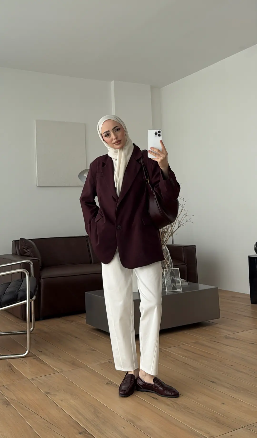 Oversize Çift Düğmeli Ceket Mürdüm