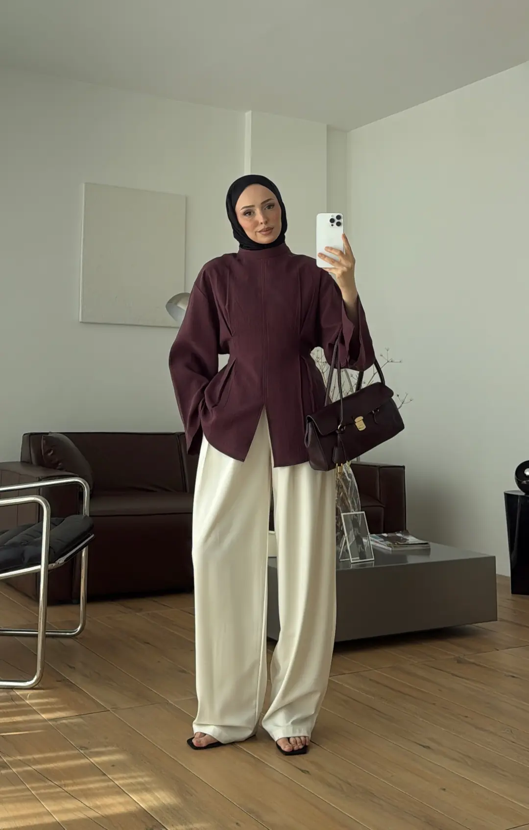 Pileli Modal Bluz Bordo
