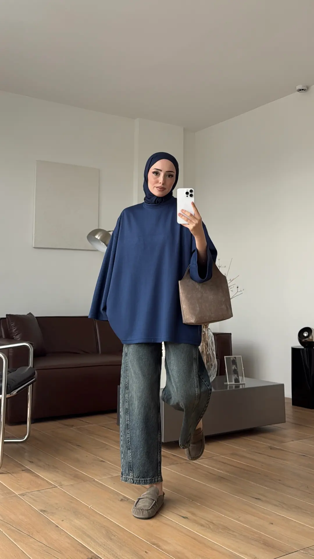 Seyyar Bağlamalı Oysho Kumaş Lacivert Tunik