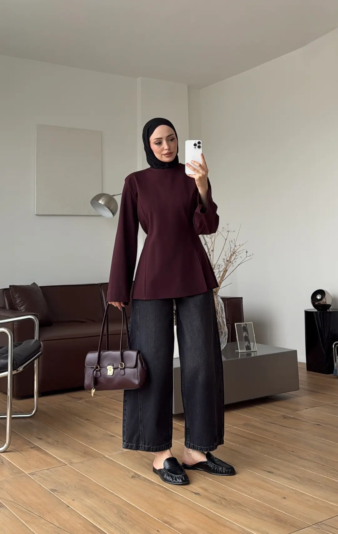 Vatkalı Yırtmaç Detay Bluz Mürdüm
