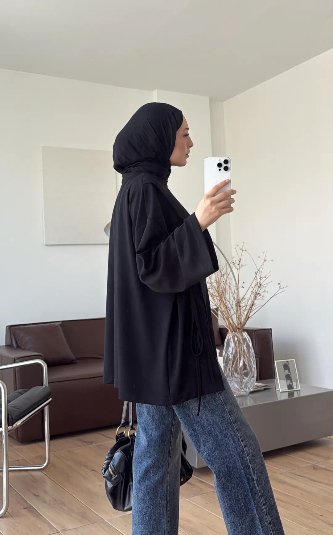 Yan Biye Bağlamalı Tunik Siyah