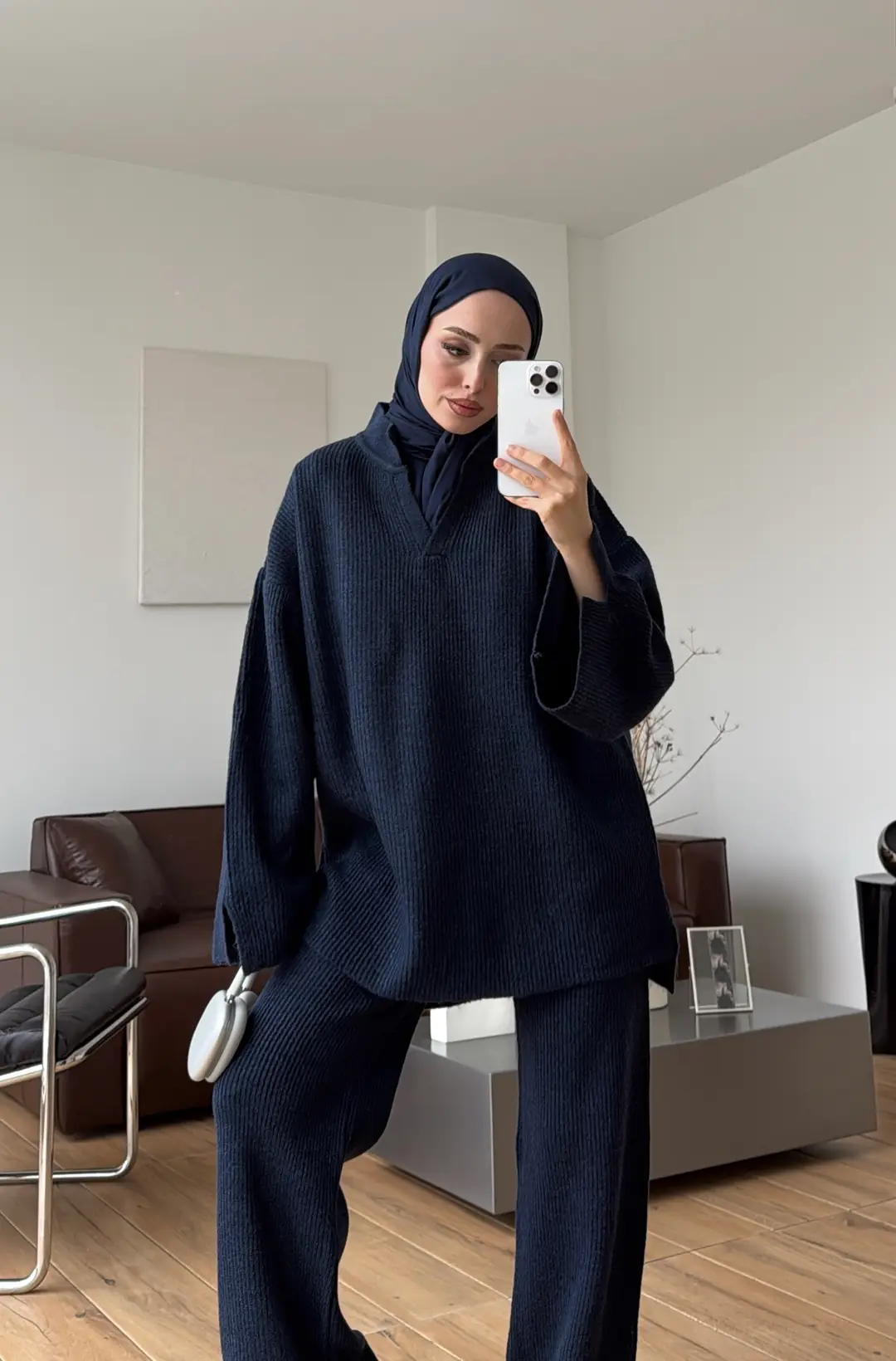 Polo Yaka Tok Kumaş Triko Takım Lacivert