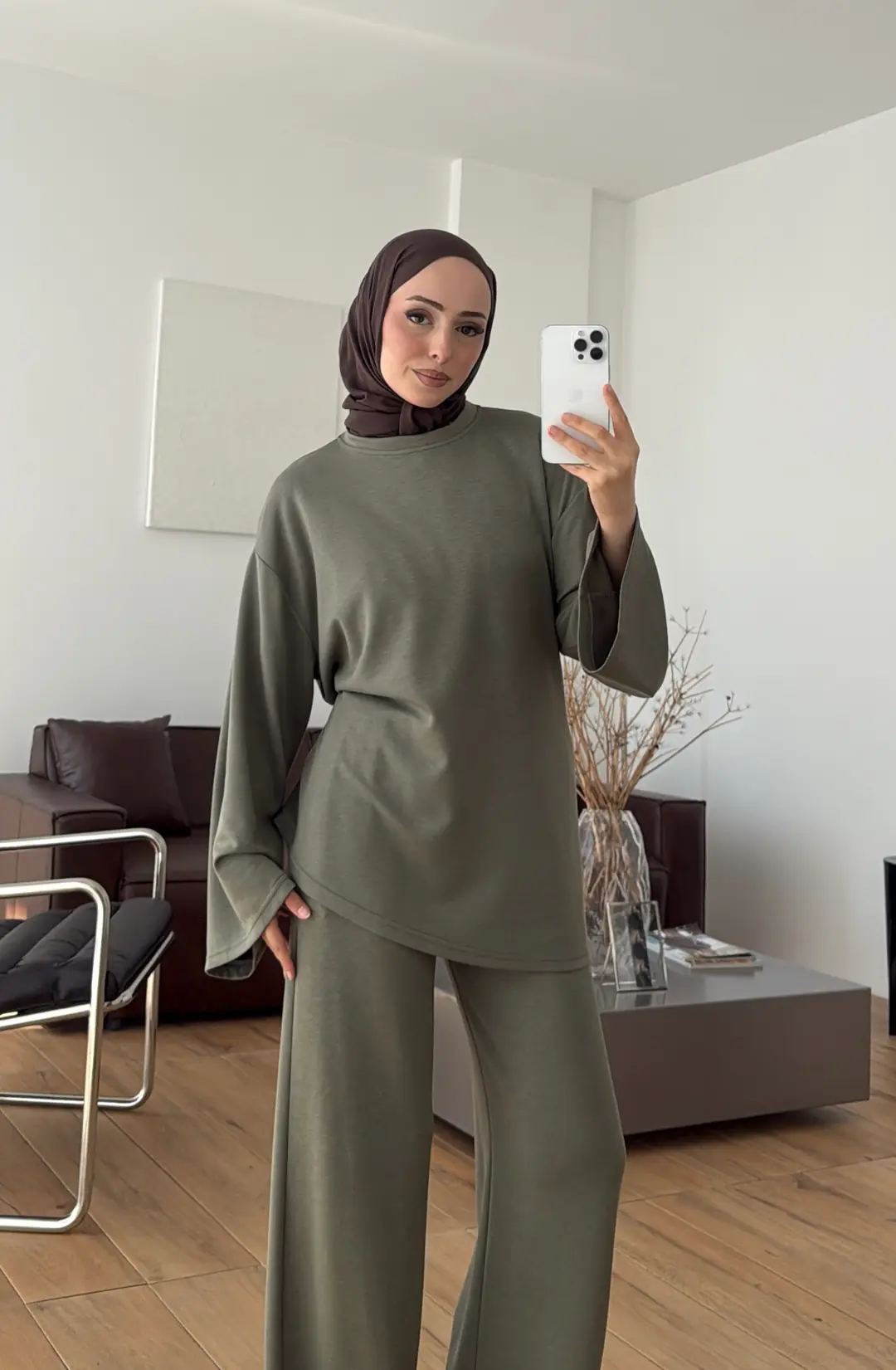 Biye Bağcıklı Tunikli Takım Haki