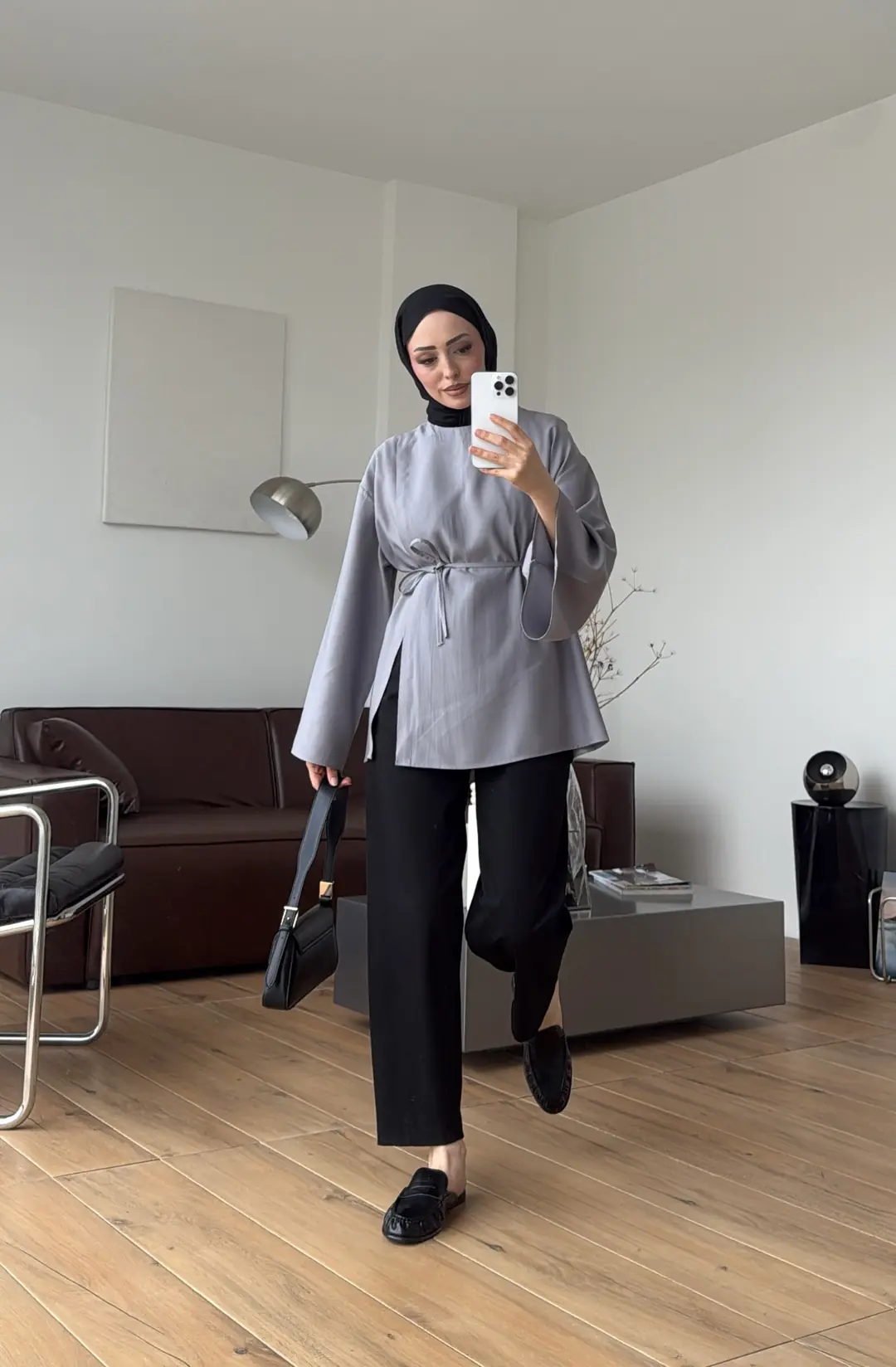 Kapaklı Bluz Gri