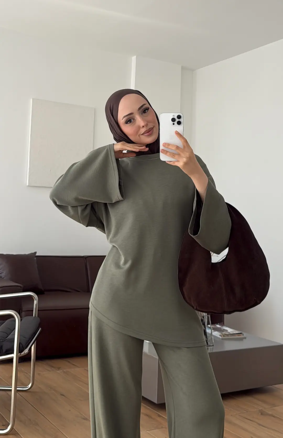 Biye Bağcıklı Tunikli Takım Haki