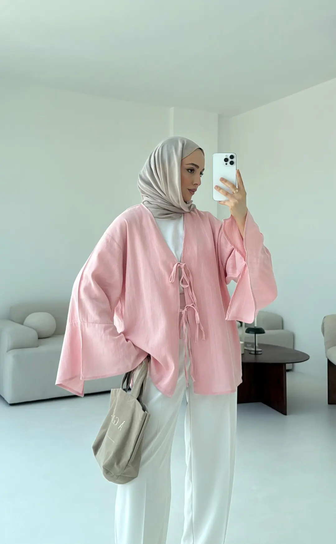 Kol Detay Kimono Pembe