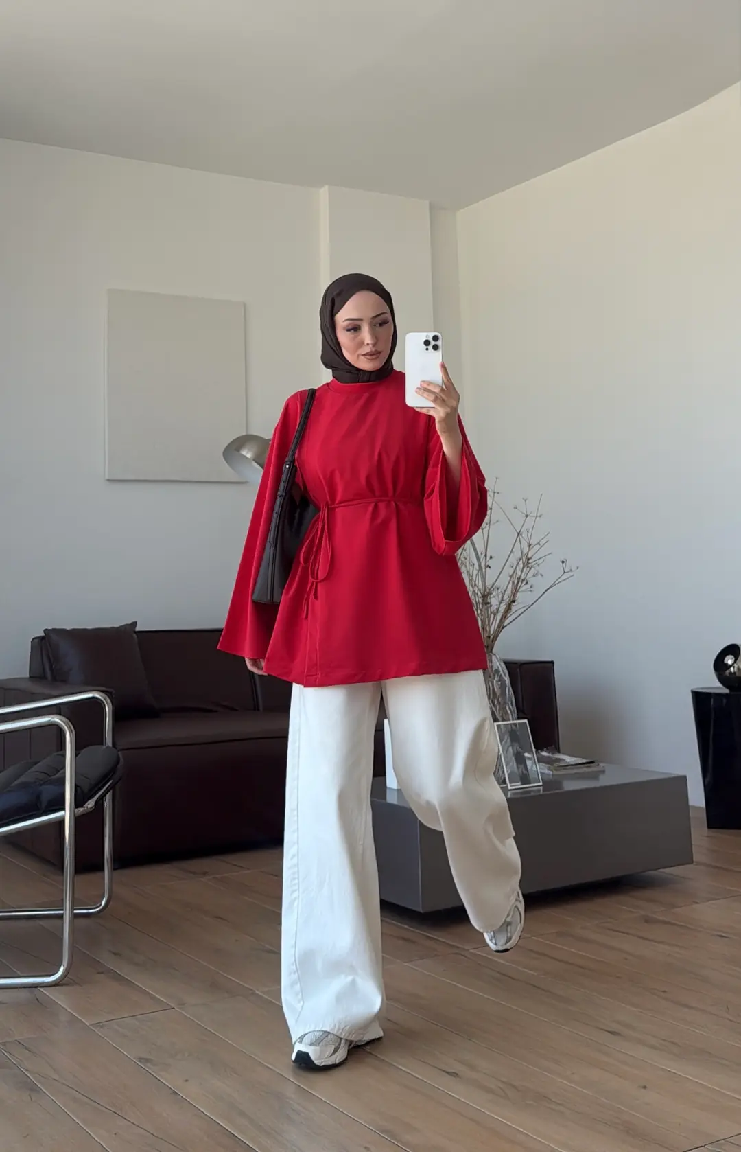 Aise Asimetrik Kesim Sweat Kırmızı