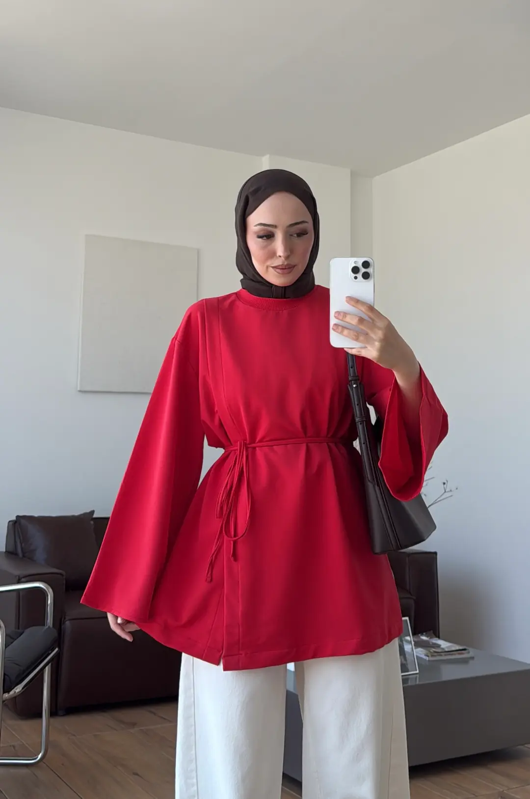 Aise Asimetrik Kesim Sweat Kırmızı