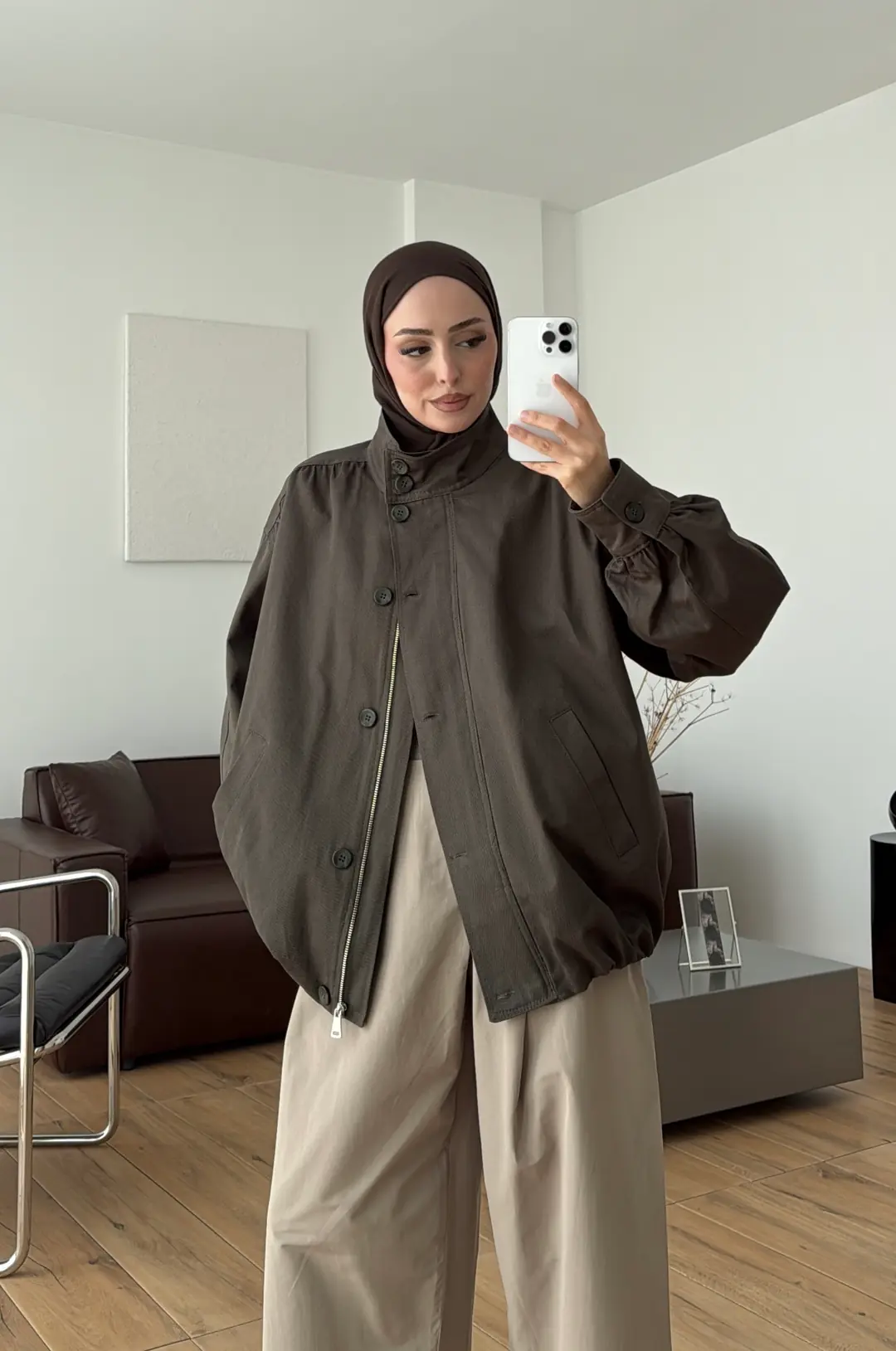 Gabardin Bomber Ceket Haki