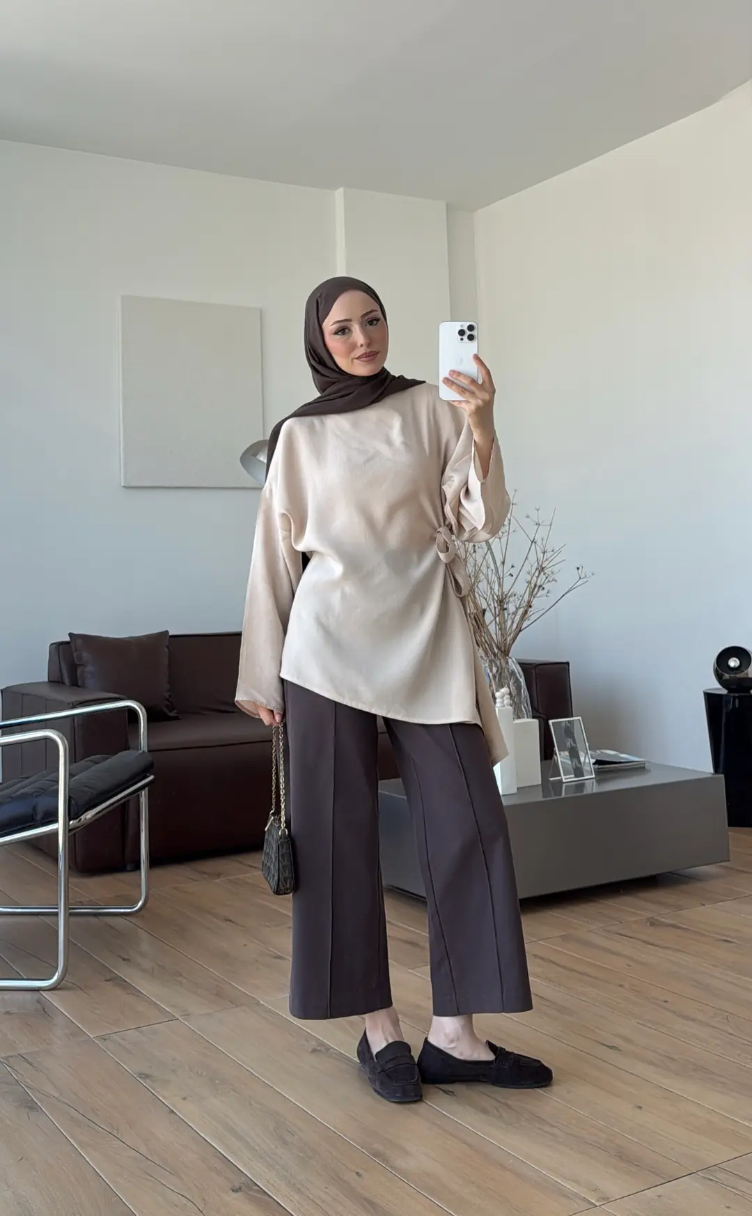 Yandan Bağlamalı Asimetri Bluz Krem
